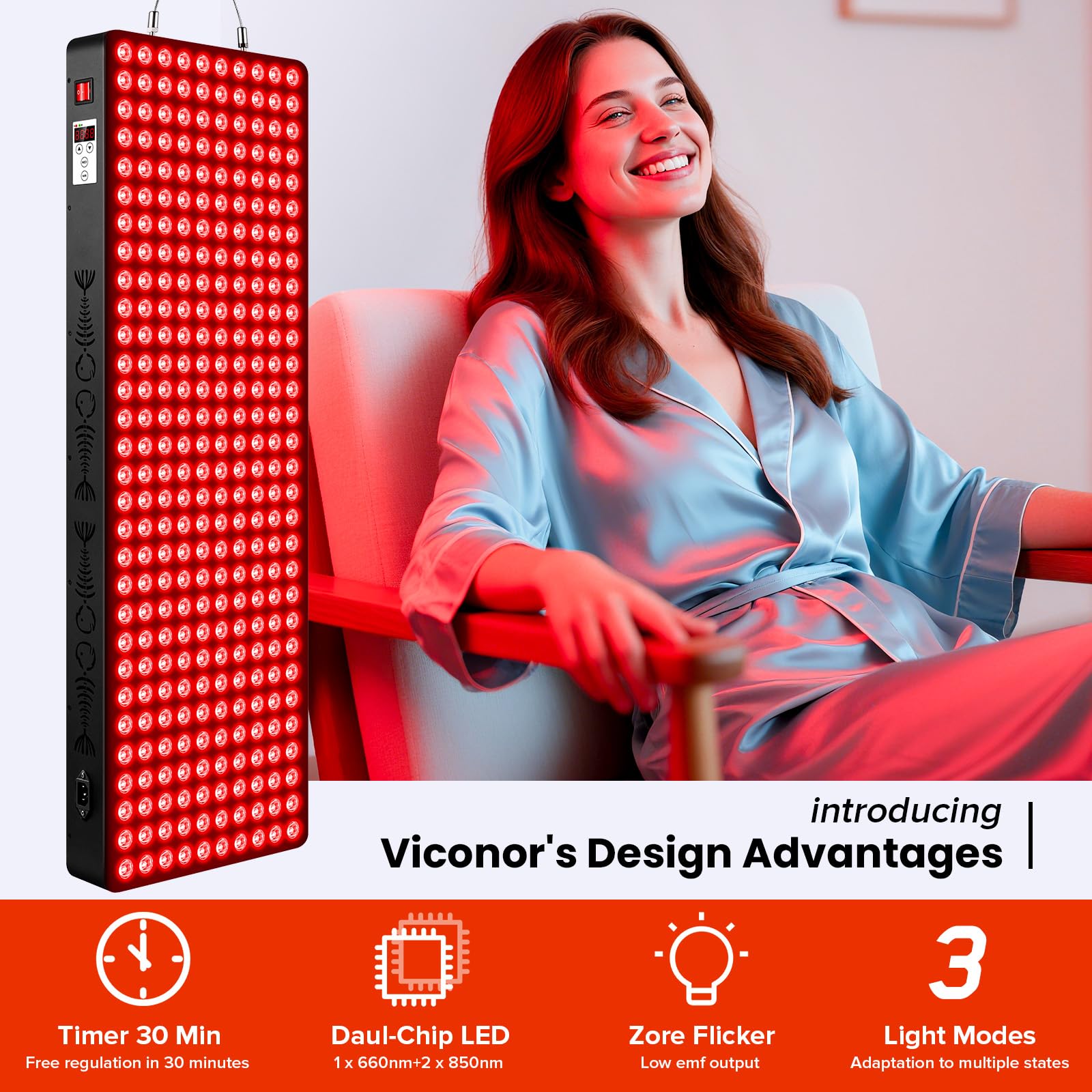 Viconor: diode 660nm et 850nm pour relaxation et récupération.