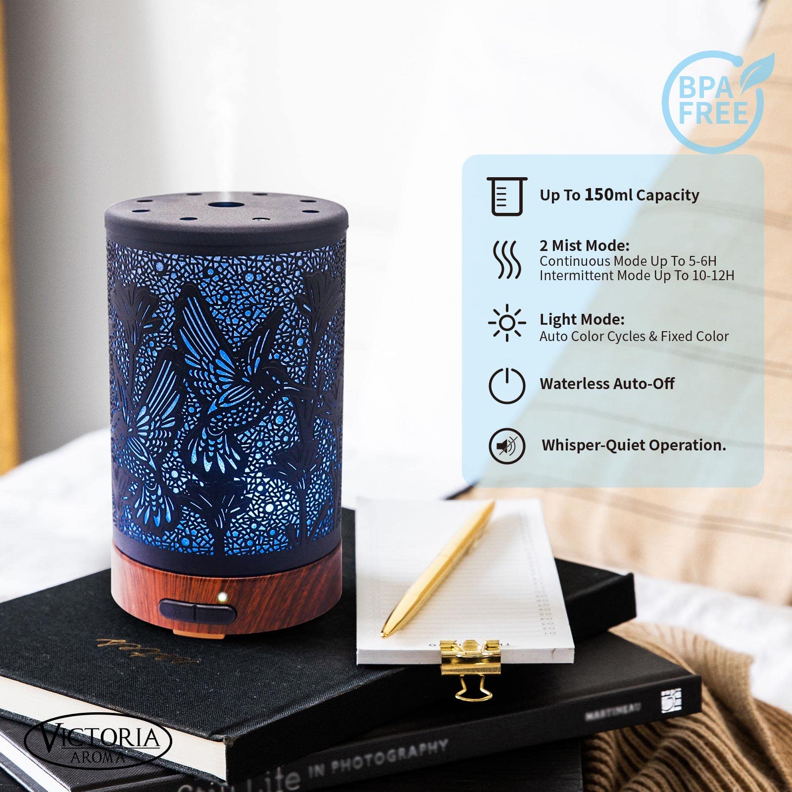 Diffuseur Victoria Aroma, capacité 150 ml, pour une ambiance durable.