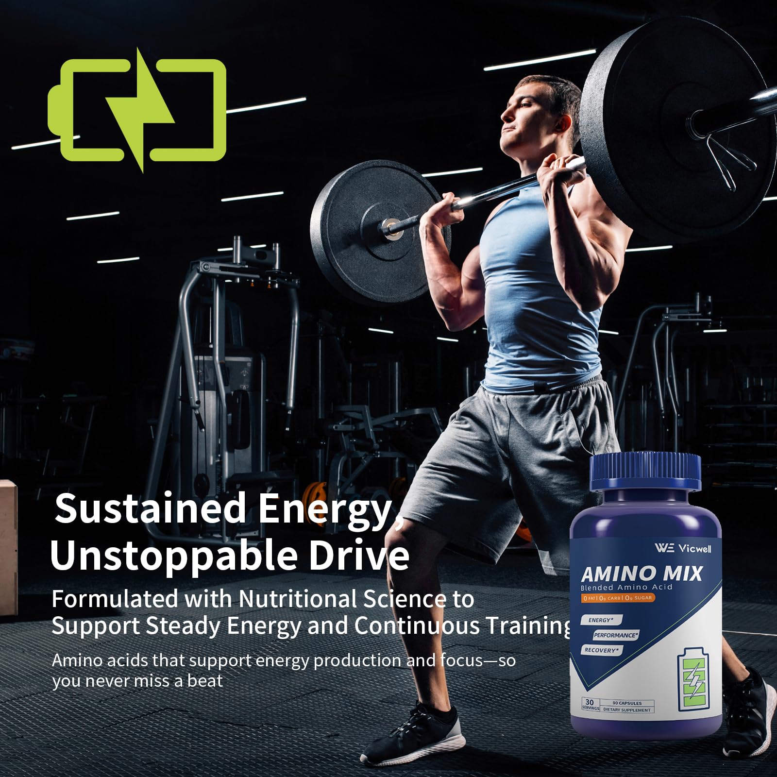 Vicwell Amino Acid — BCAA et EAA pour soutien musculaire durable.