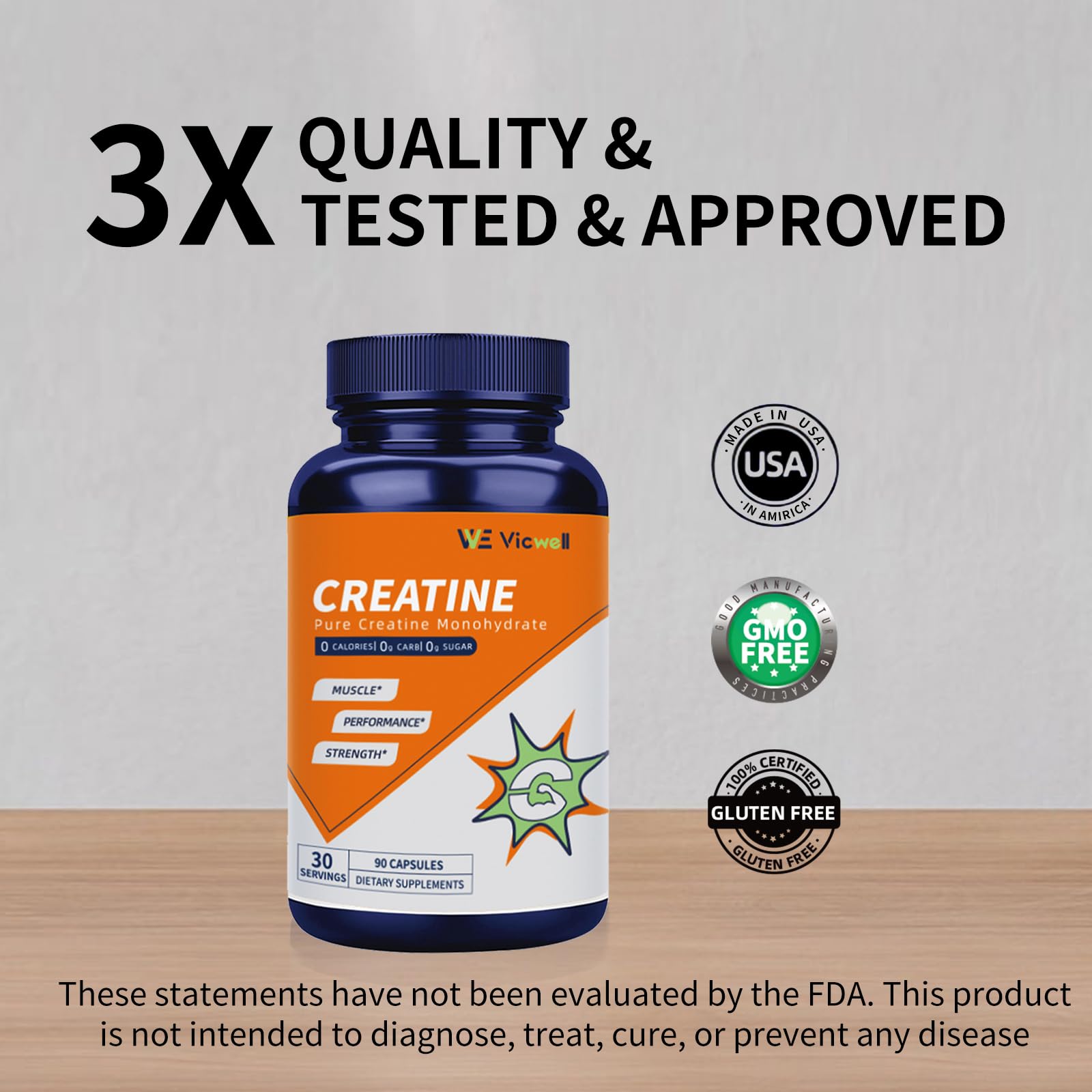 Vicwell Creatine Monohydrate Capsules — ingrédients clairement indiqués et fabrication conforme