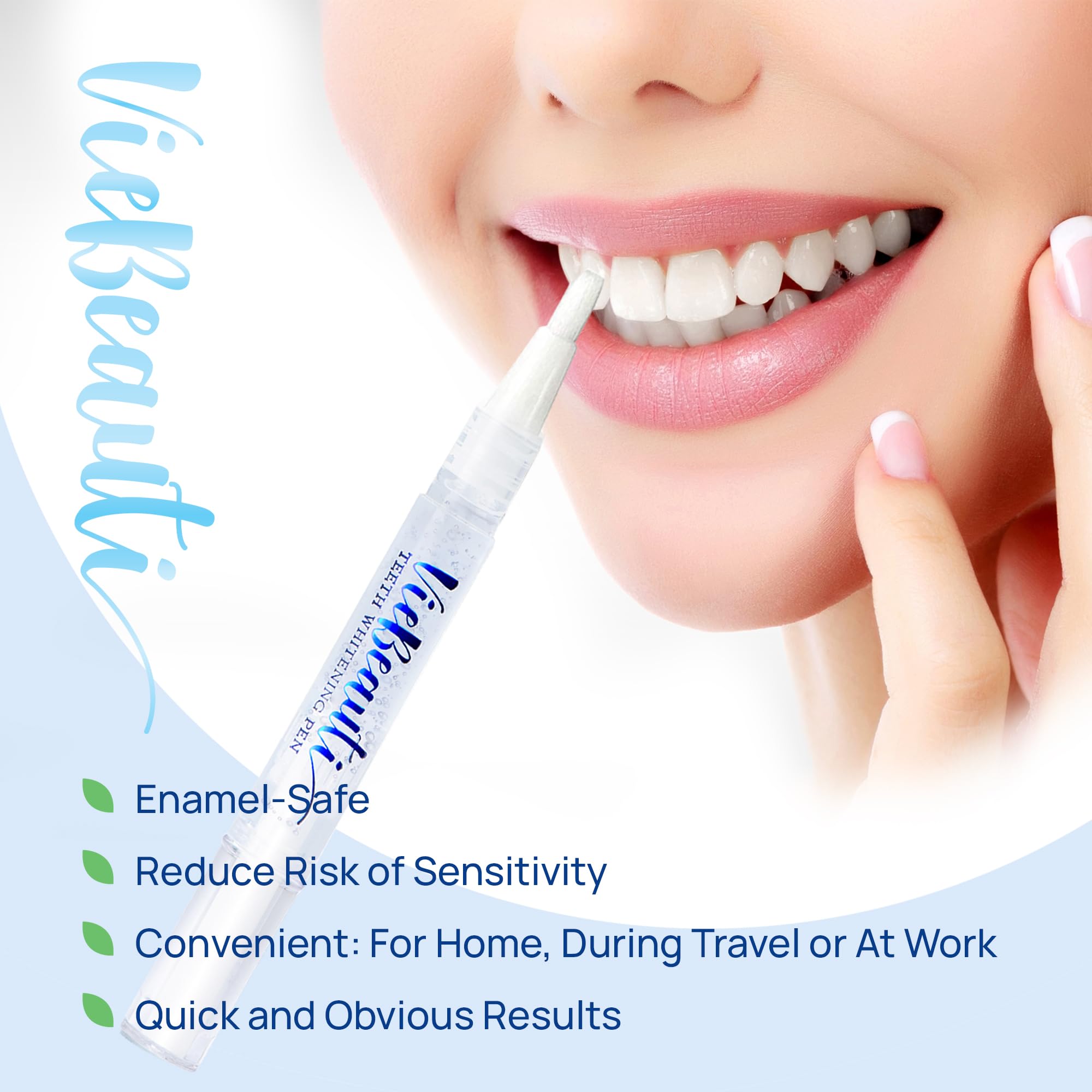 VieBeauti stylo blanchiment dents – format pratique pour une utilisation quotidienne.