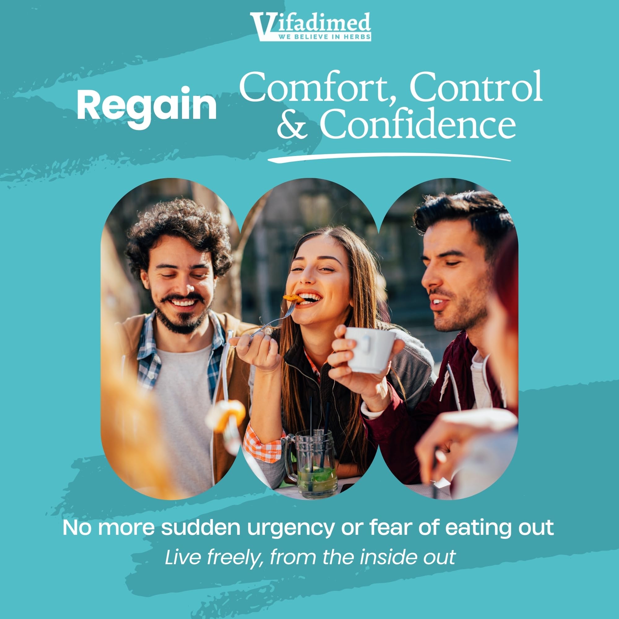 VIFADIMED Colon: ingrédients botaniques visibles pour le bien-être intestinal.