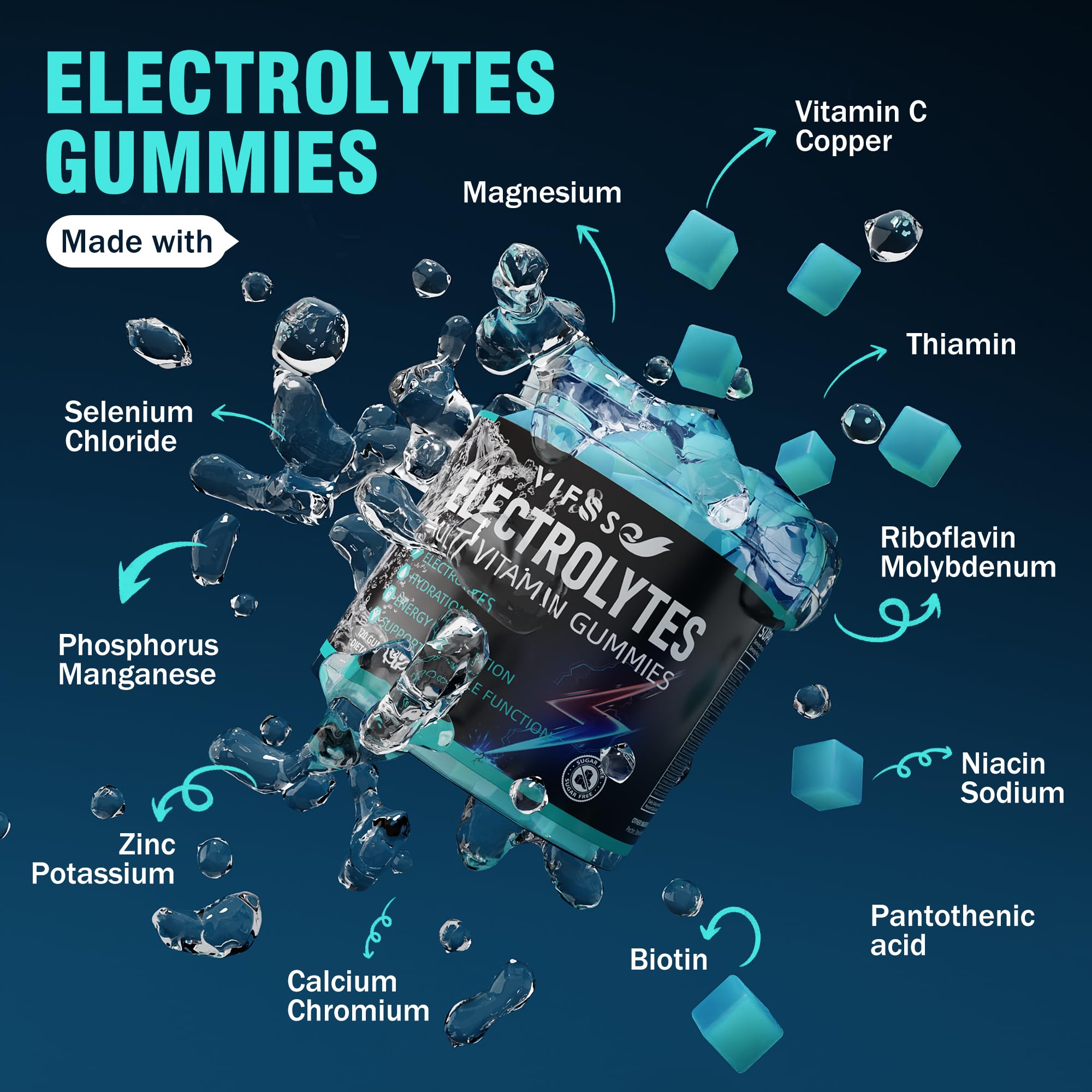 Gommes électrolytes VIFSSG saveur framboise bleue, goût rafraîchissant.