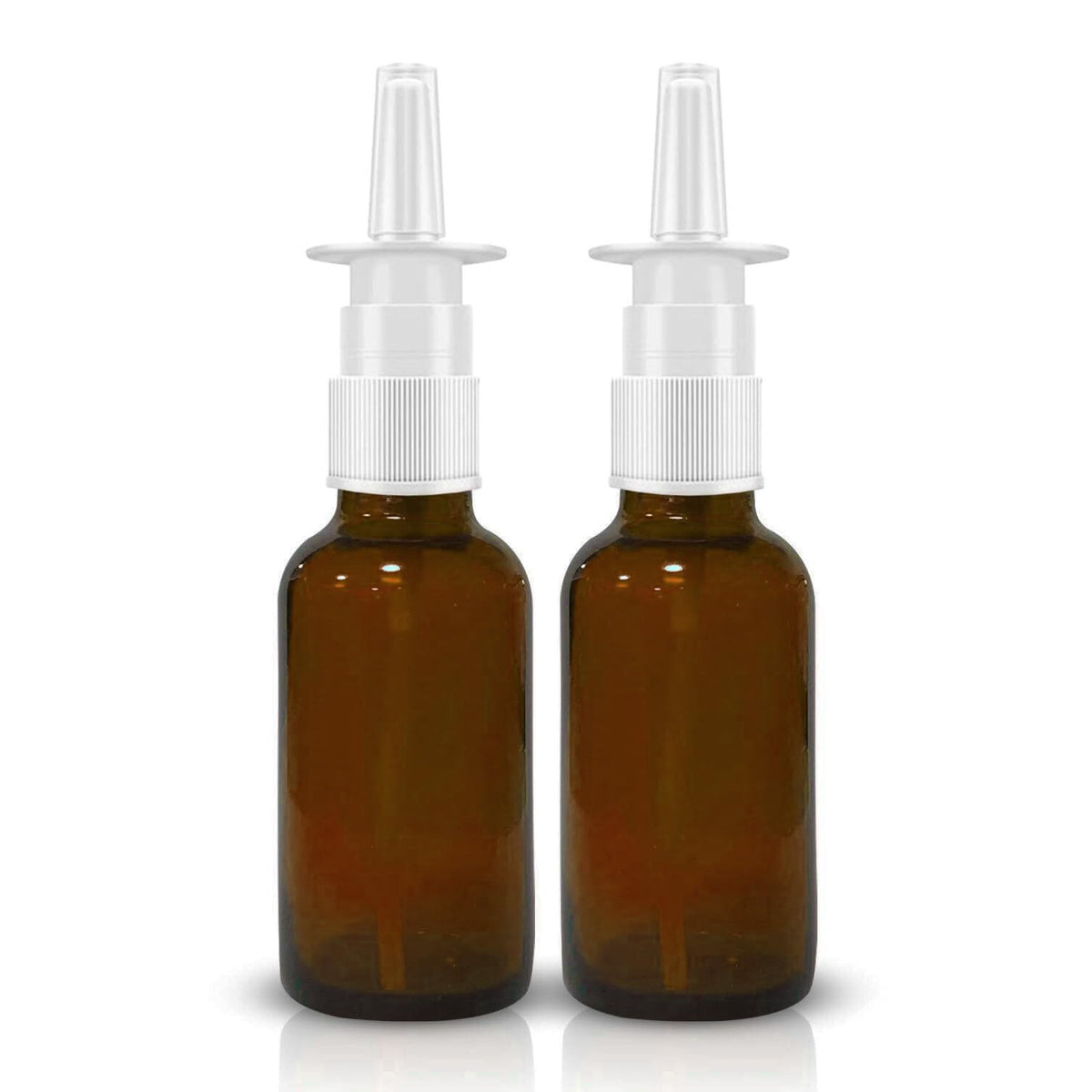 VIGOR PATH Bouteille en verre ambré avec spray nasal, protection UV et stockage sûr.