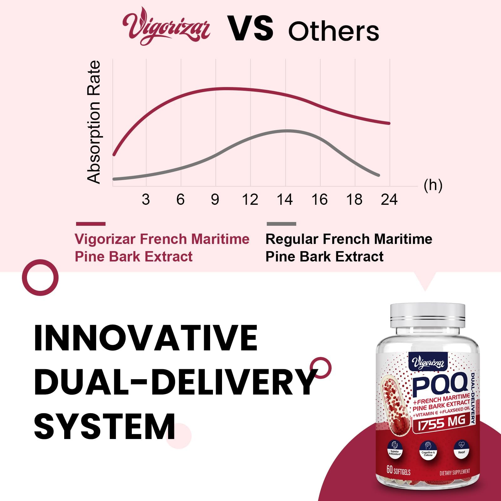 Emballage premium Vigorizar Pycnogeno, présentation claire et informations fiables.