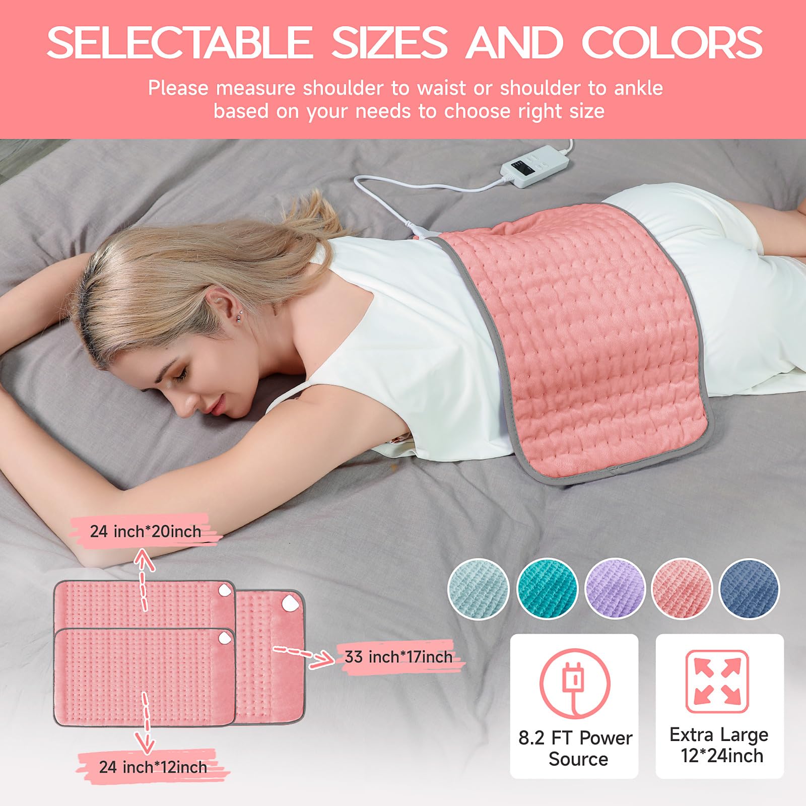 Coussin chauffant Vilicert, cordon long pour un placement flexible.