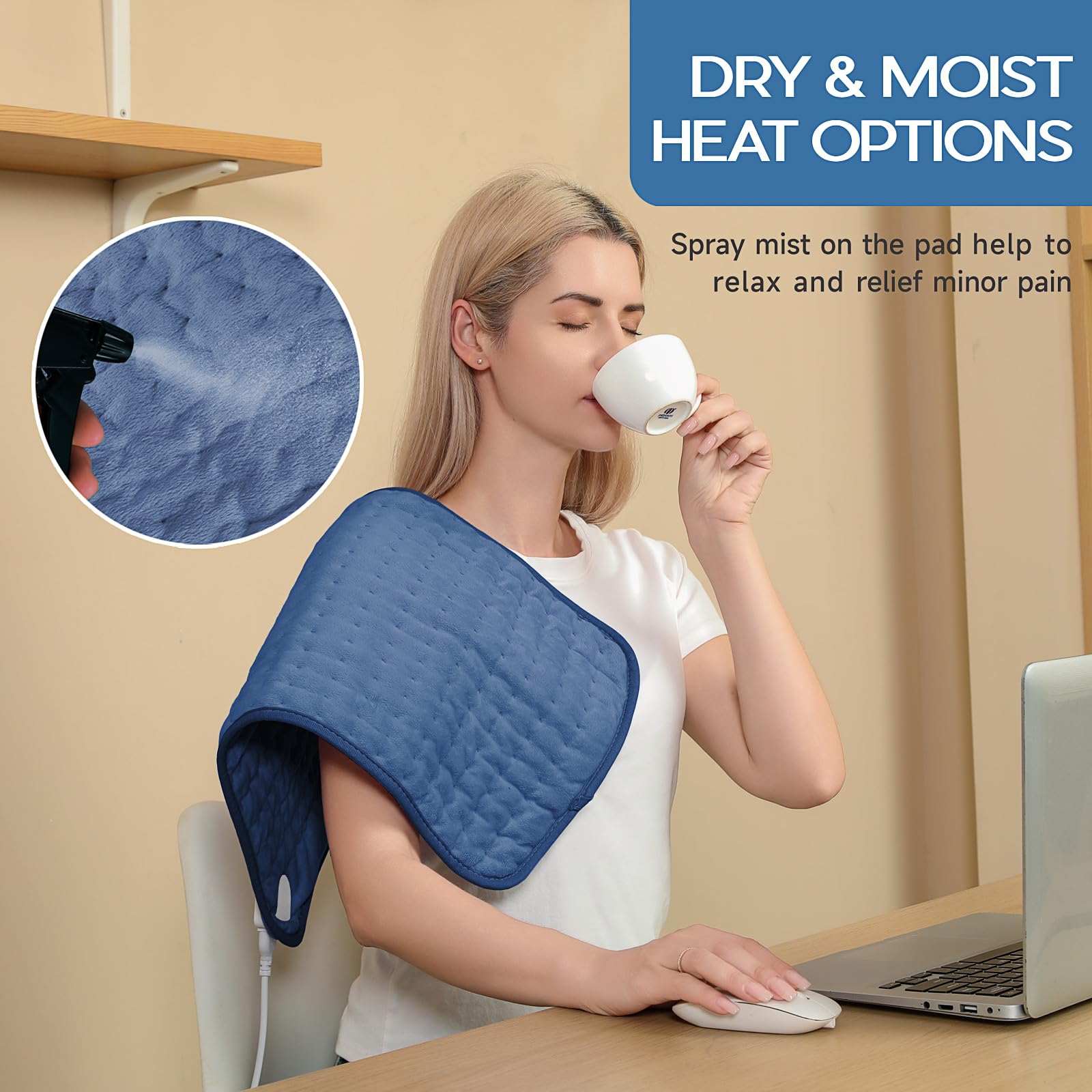 Utilisation du coussin chauffant Vilicert sur le dos et les épaules