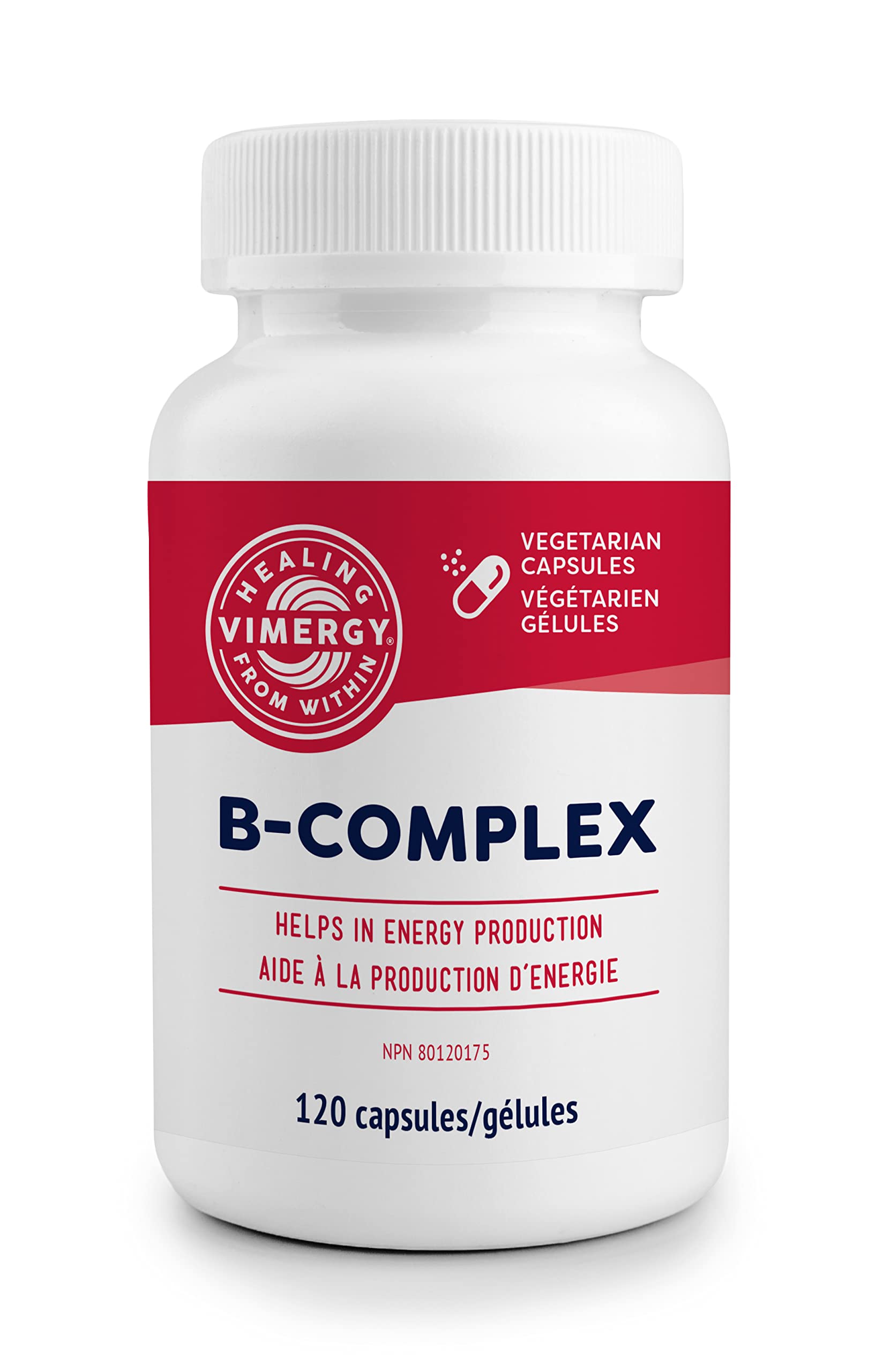Vimergy Adapto-B Complex – étiquette lisible avec ingrédients et conseils d’utilisation