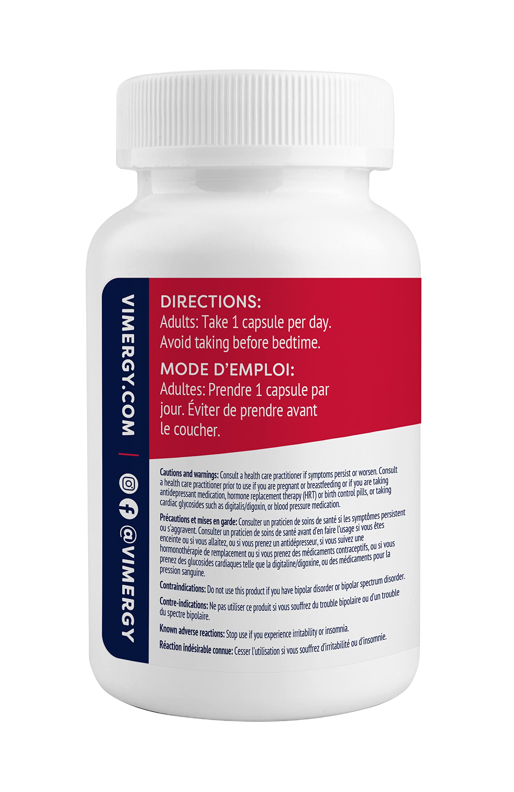 Vimergy Adapto-B Complex – tableau nutritionnel pour plan quotidien