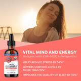 Vimergy Ashwagandha: étiquette claire sur la bouteille et ingrédients propres.