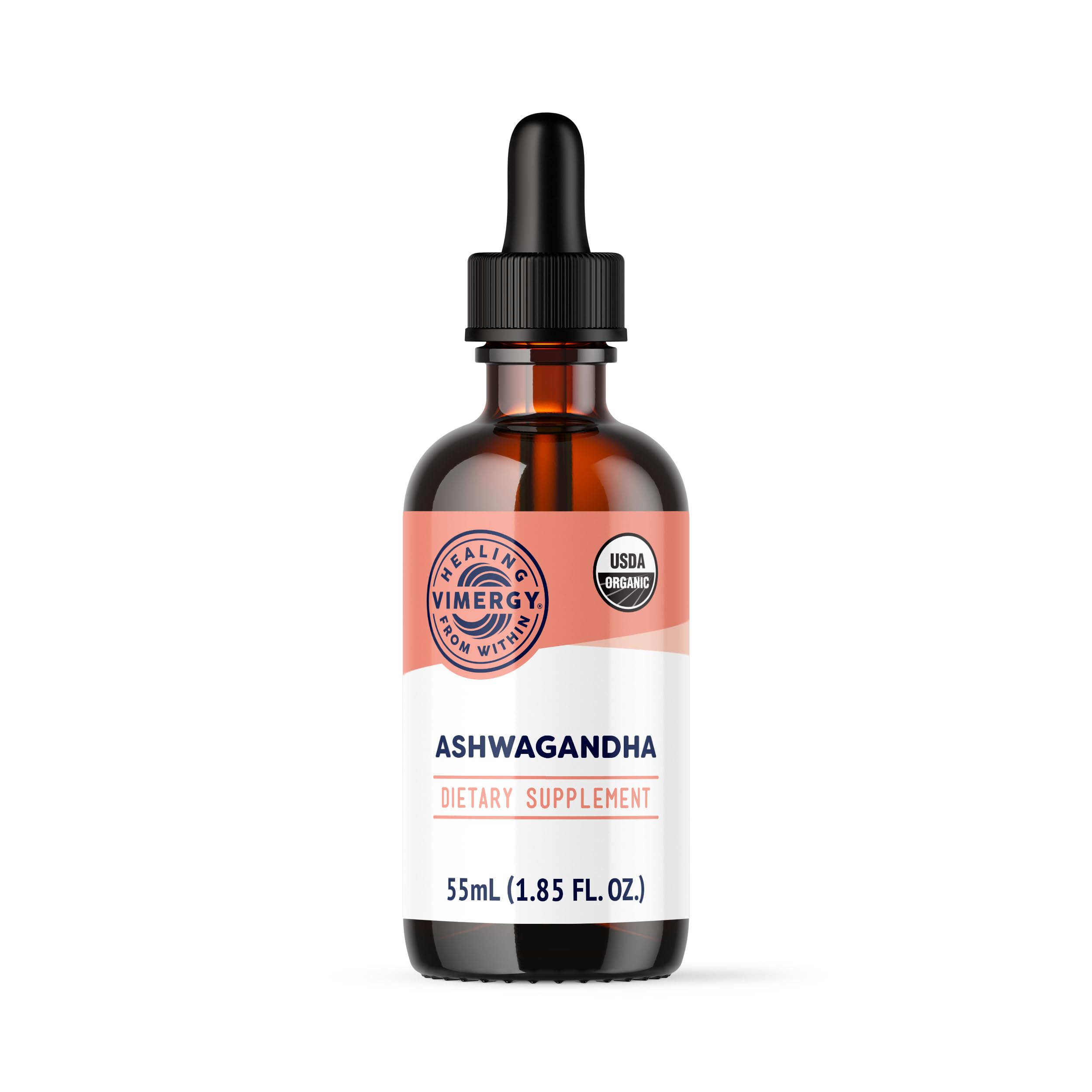 Vimergy Ashwagandha: gouttes sous-langue dans une bouteille pour absorption rapide.