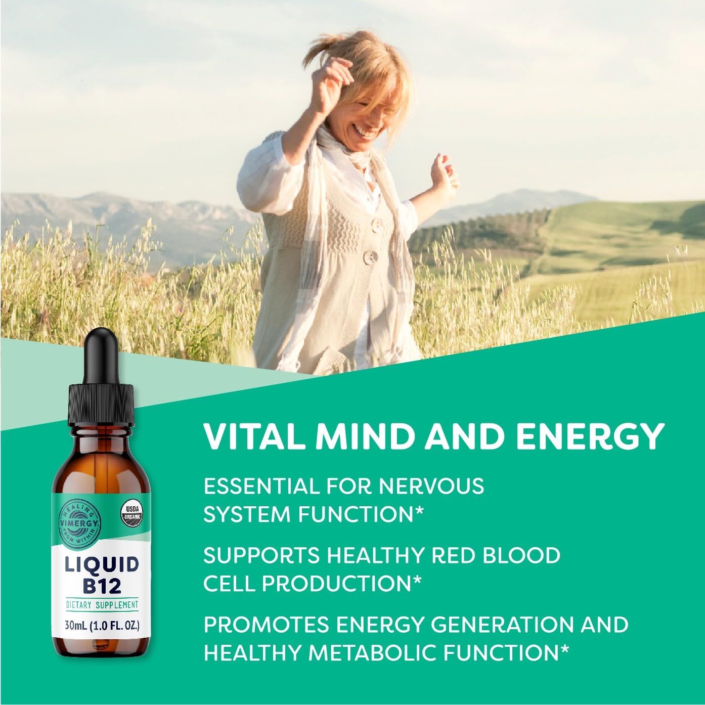 Gouttes Vimergy B12 goût naturel, sans sucre ajouté, dégustation agréable.