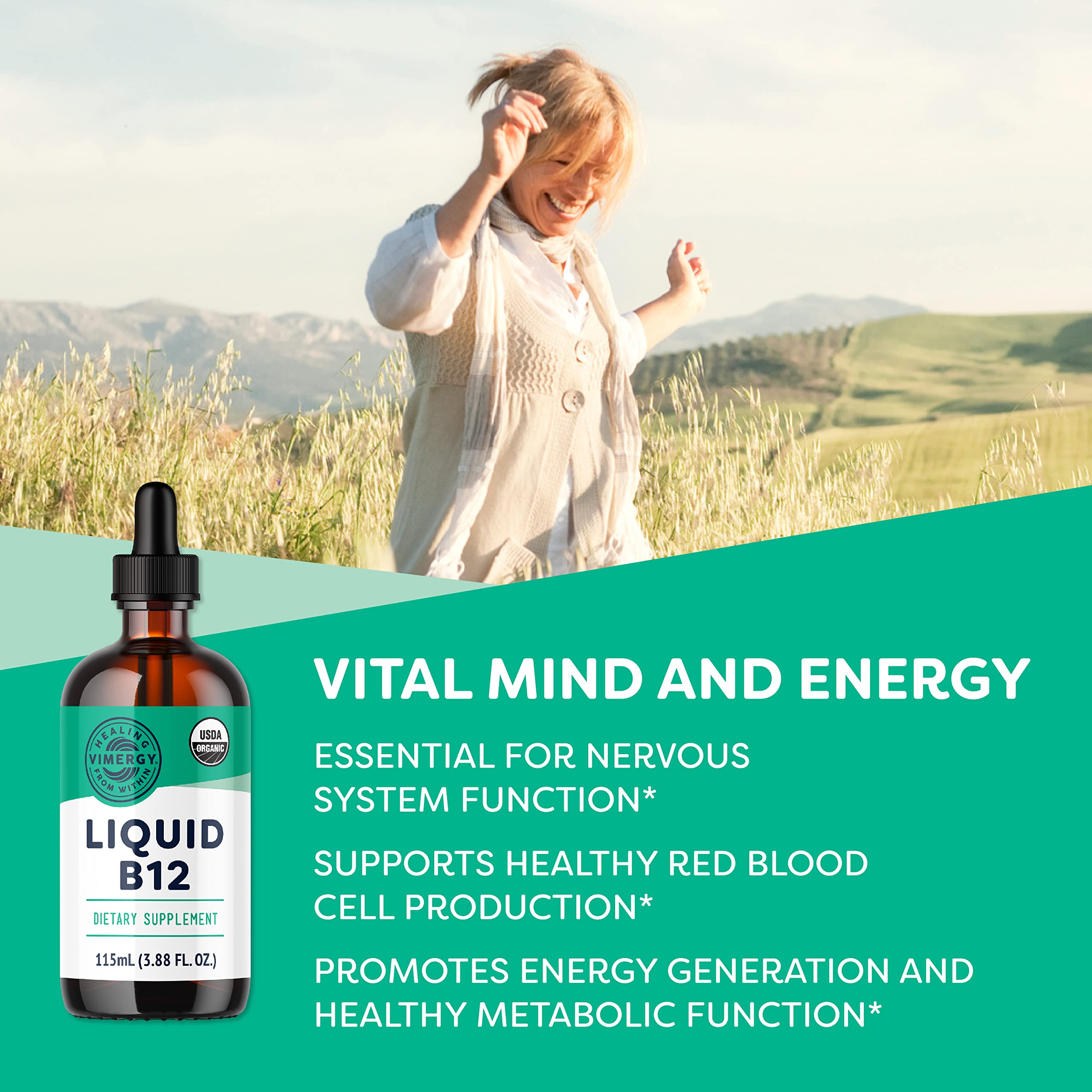 Gouttes Vimergy B12 avec pipette, dosage précis et pratique.
