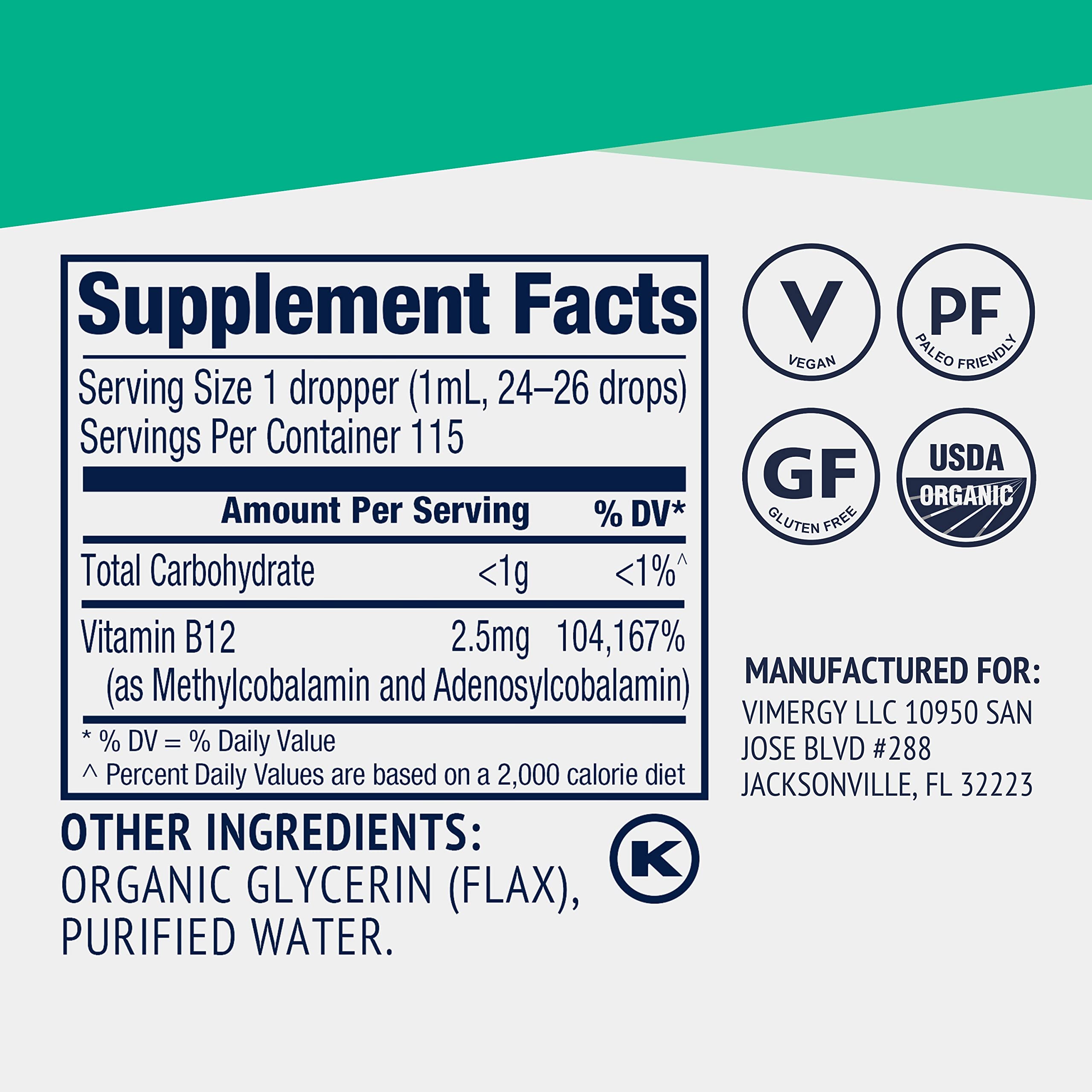 Mise en œuvre Vimergy B12 dans un verre d’eau pour dilution facile.