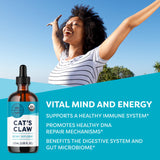 Vimergy Cat’s Claw liquide, dosage goutte, pratique pour intégration quotidienne.