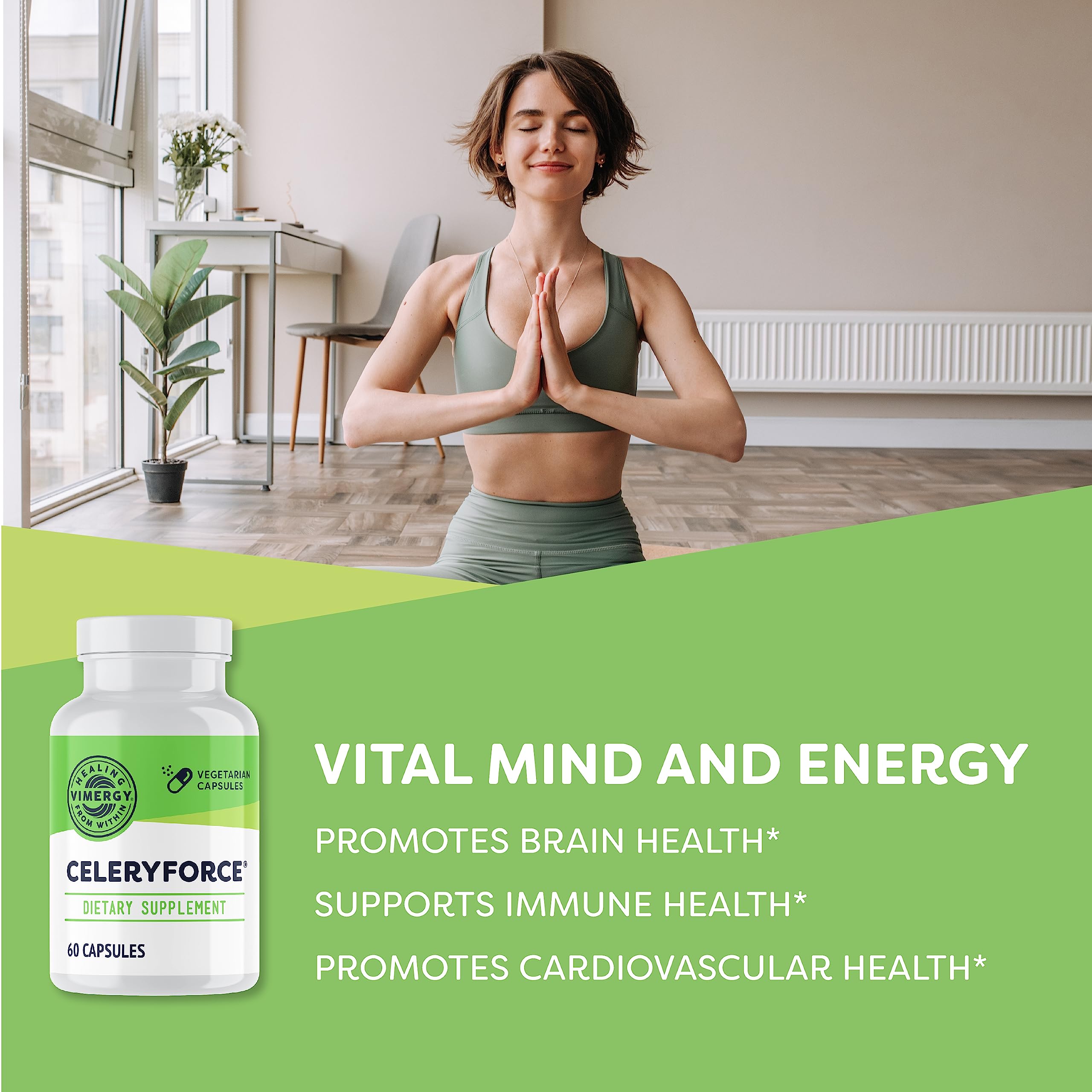 Vimergy Celeryforce : ingrédients et nutriments clés visibles.