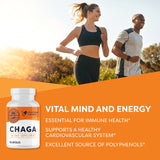 Gros plan sur les capsules Vimergy Chaga, forme et texture potentielles