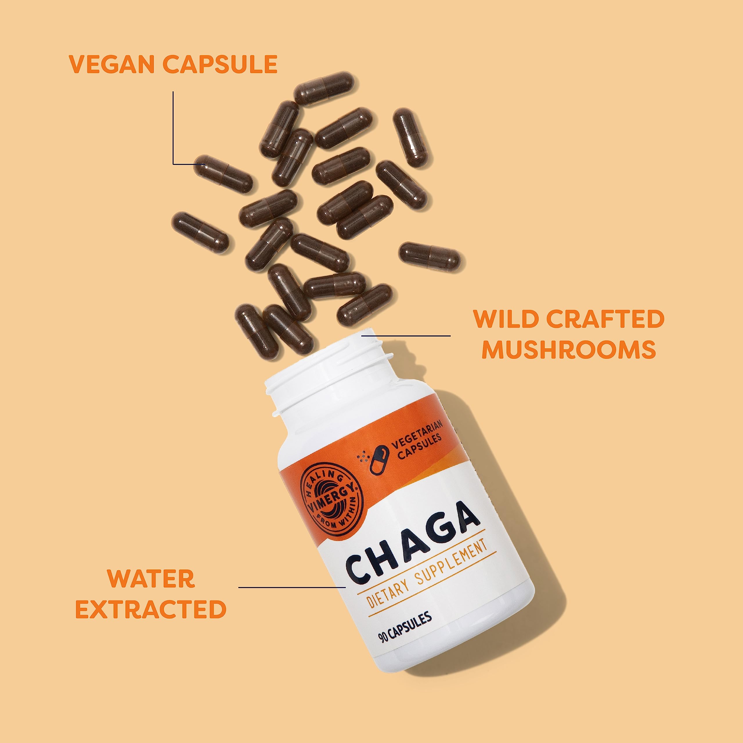 Capsules Vimergy Chaga ajoutées à un smoothie, solution pratique pour l’intégration