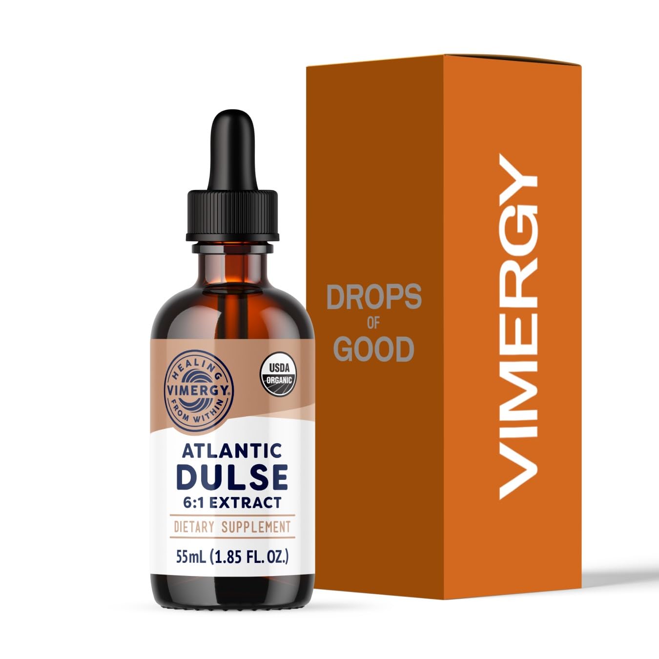 Vimergy Dulse Atlantique liquide dans une bouteille, soutien antioxydant potentiel pour votre routine