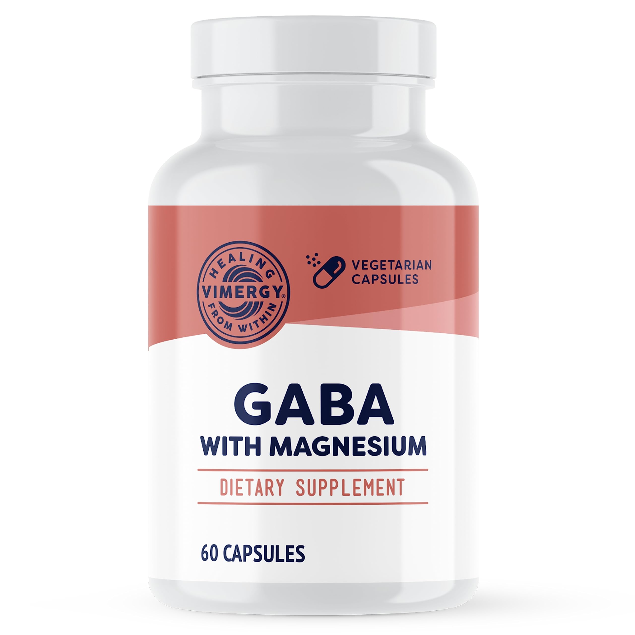 Vimergy GABA avec Magnésium – bouteille de gélules, soutien potentiel du système nerveux