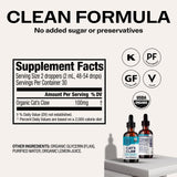 Vimergy Griffe du Chat liquide – étiquette bio, formule végane et sans OGM.
