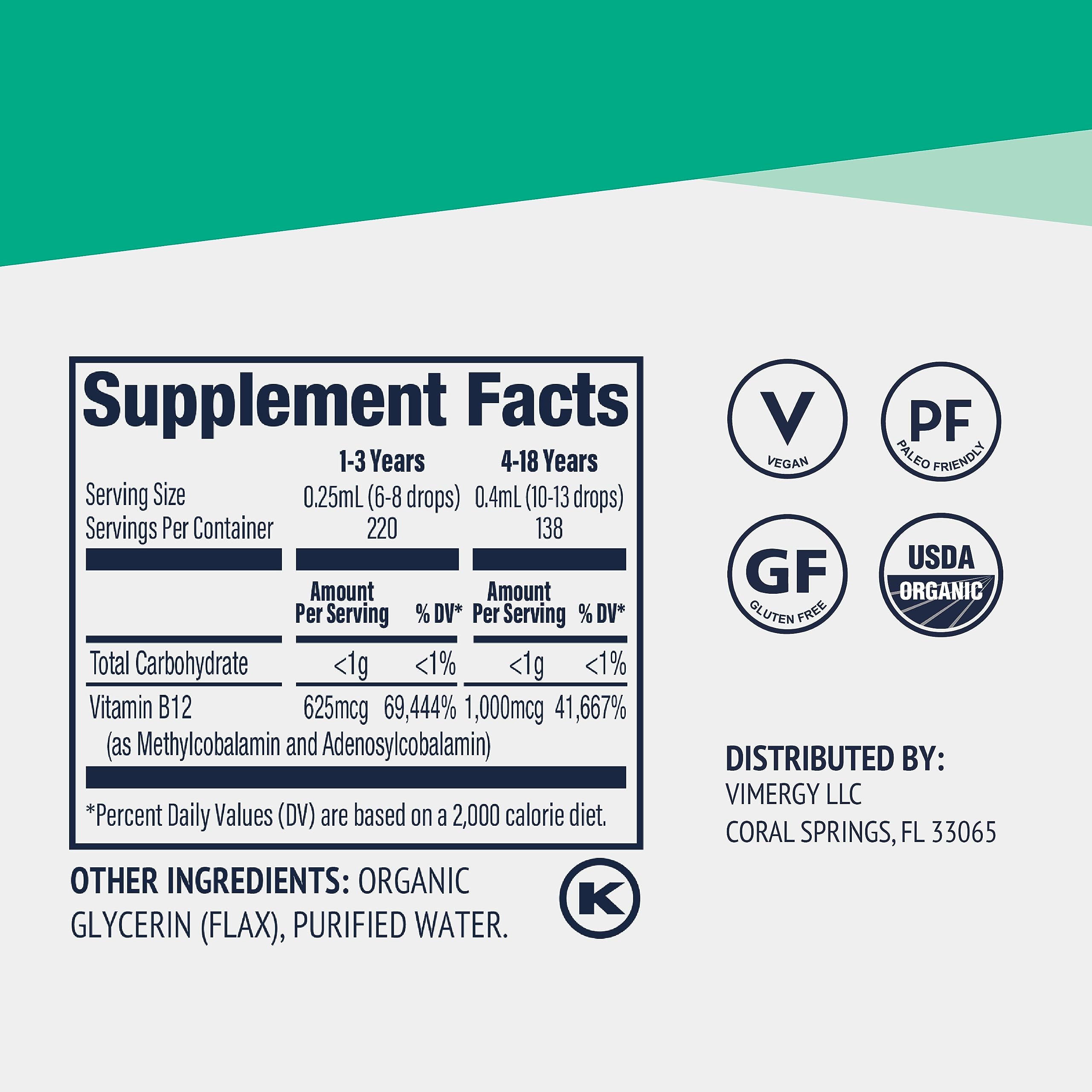 Bouteille Vimergy Kids B12 de 55 ml, facile à utiliser