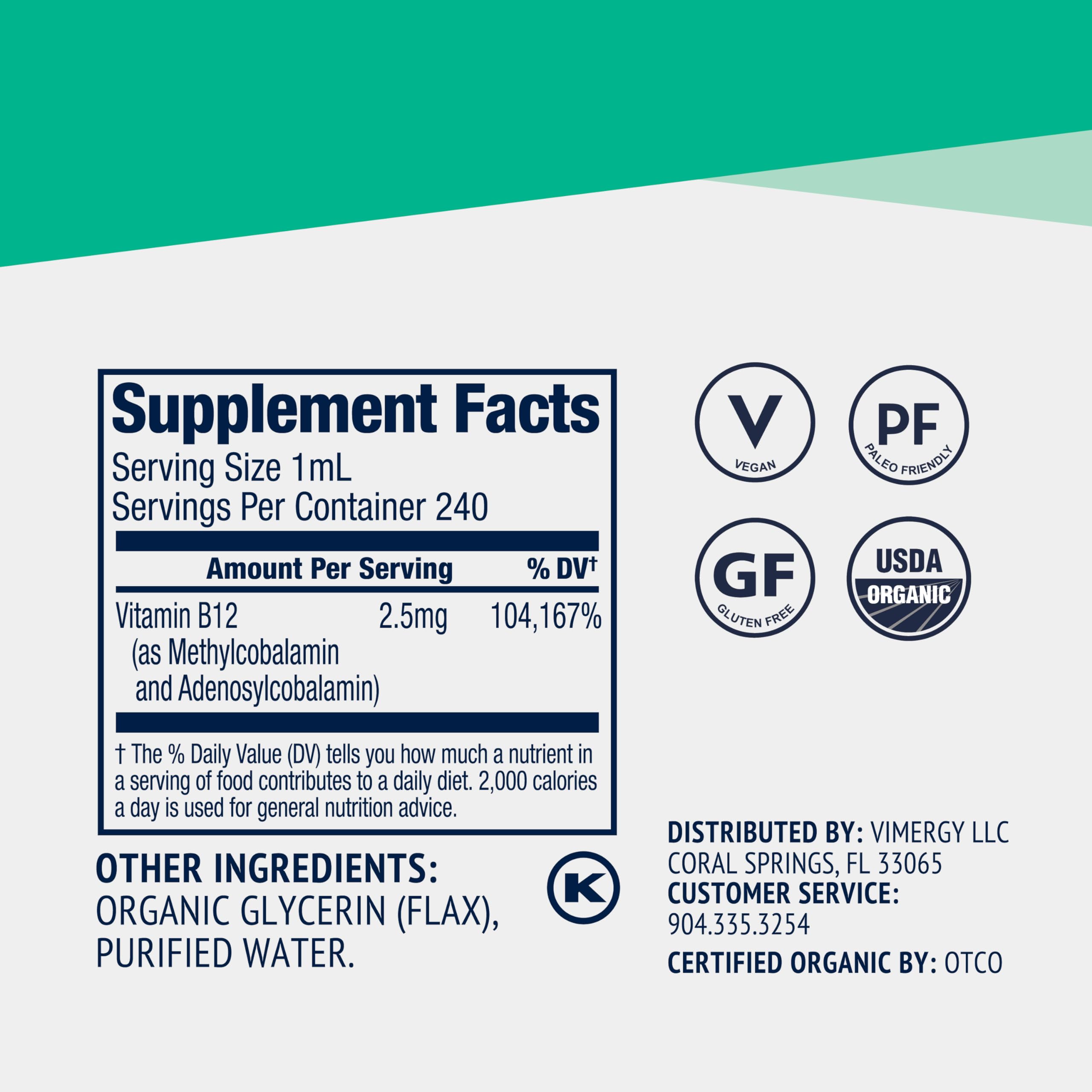 Certifications USDA Organic et Non-GMO sur l'emballage.