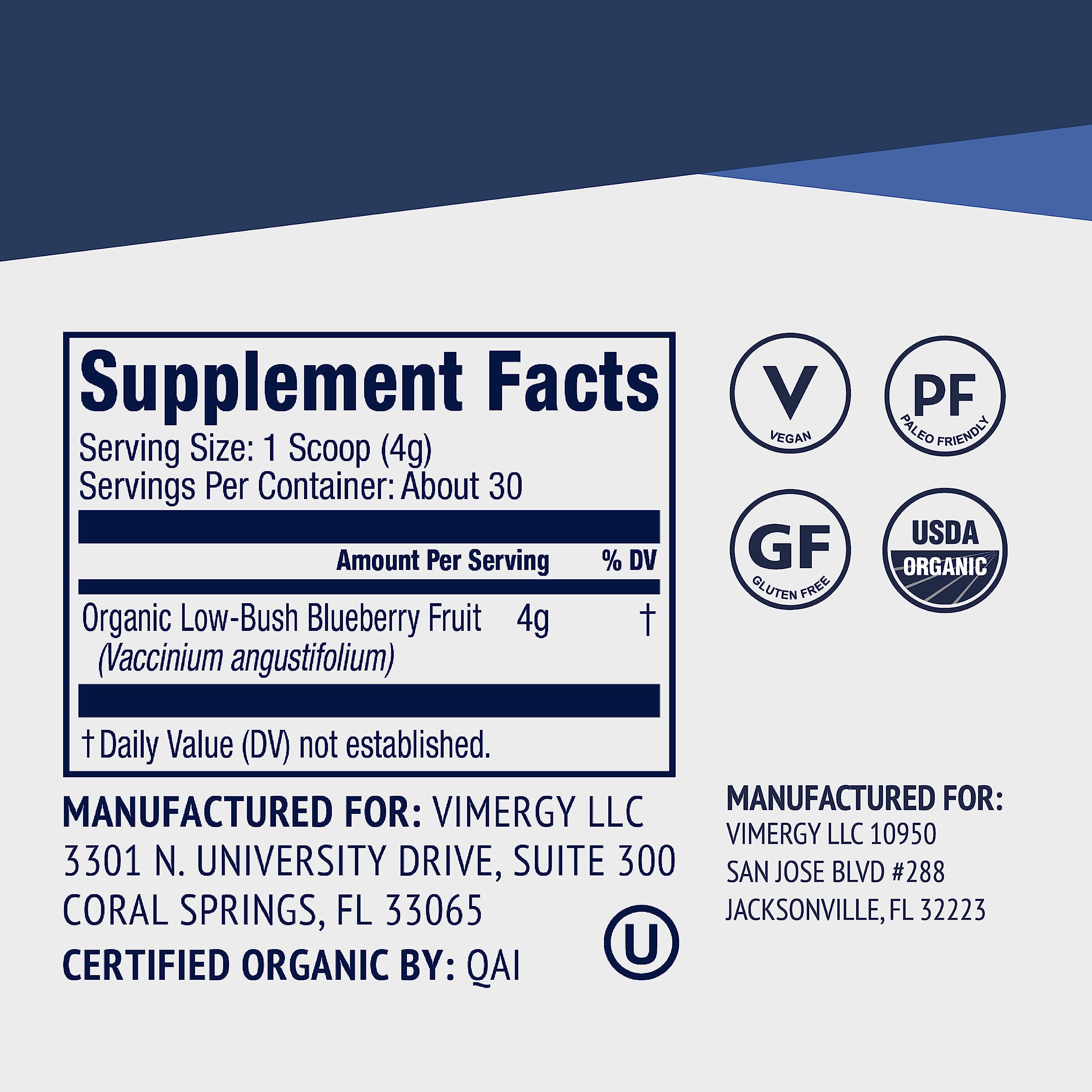 Pot de 125 g Vimergy, source naturelle d'antioxydants.