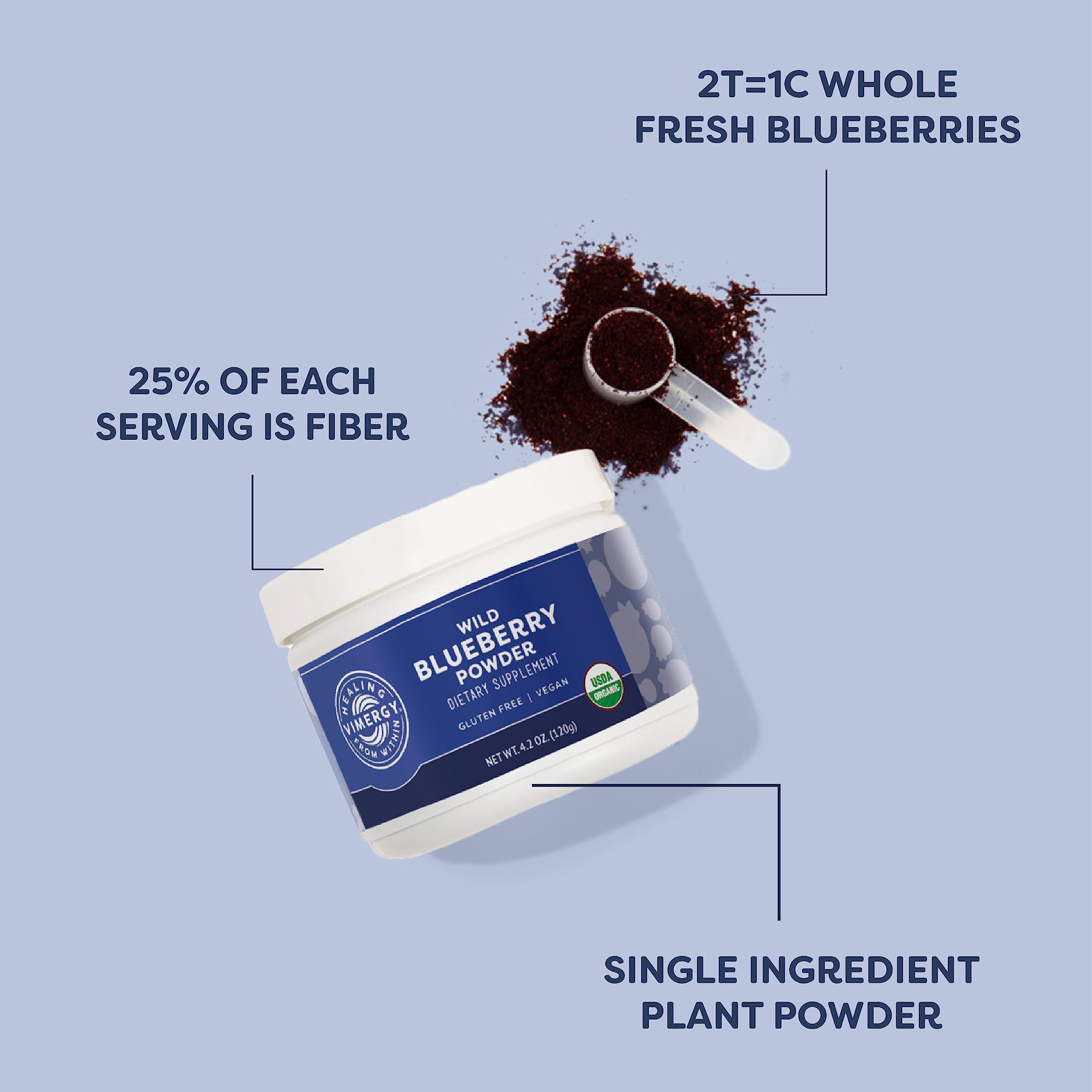 Smoothie enrichi avec poudre de myrtille sauvage Vimergy.