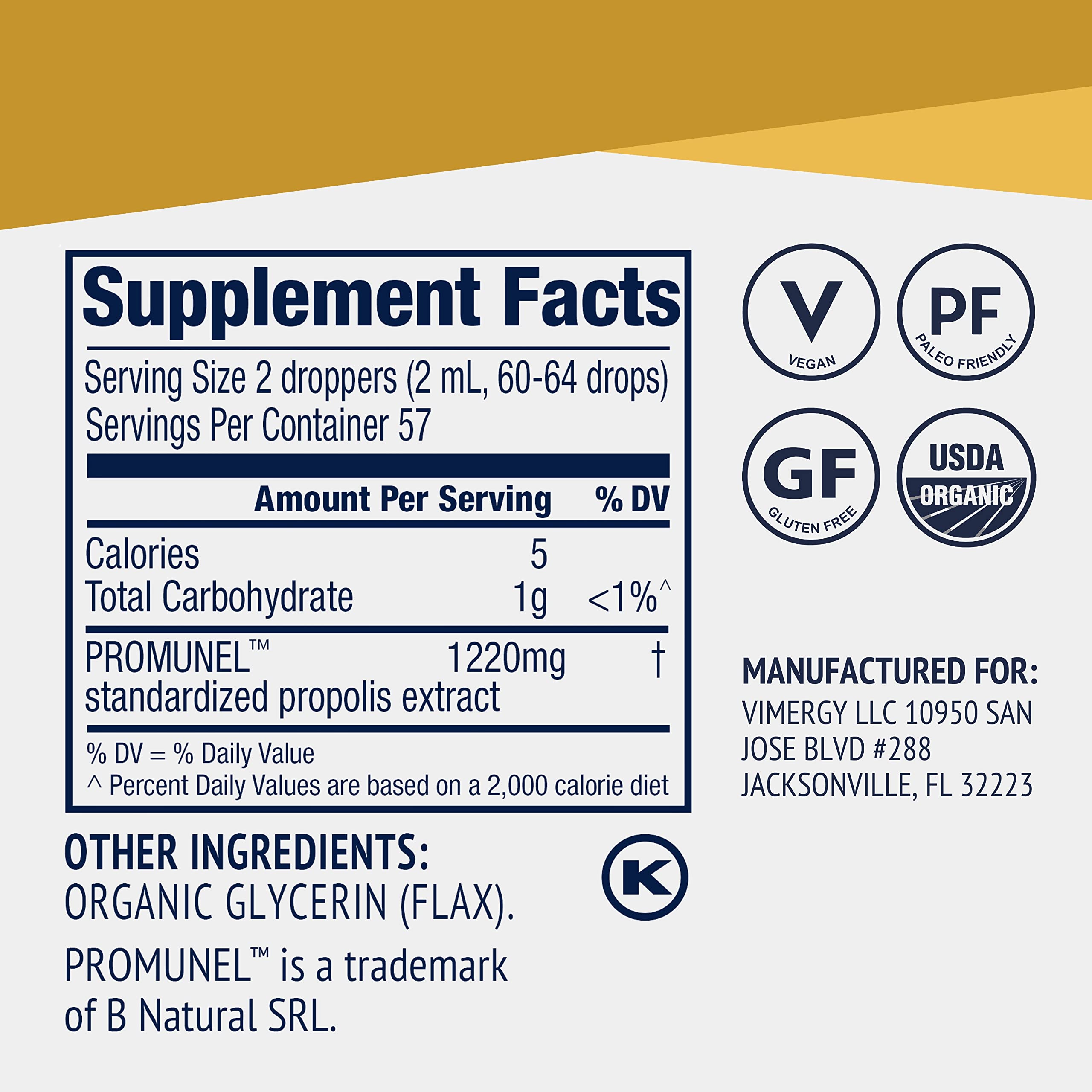 Vimergy PropolisPure flacon-versement précis pour routine.