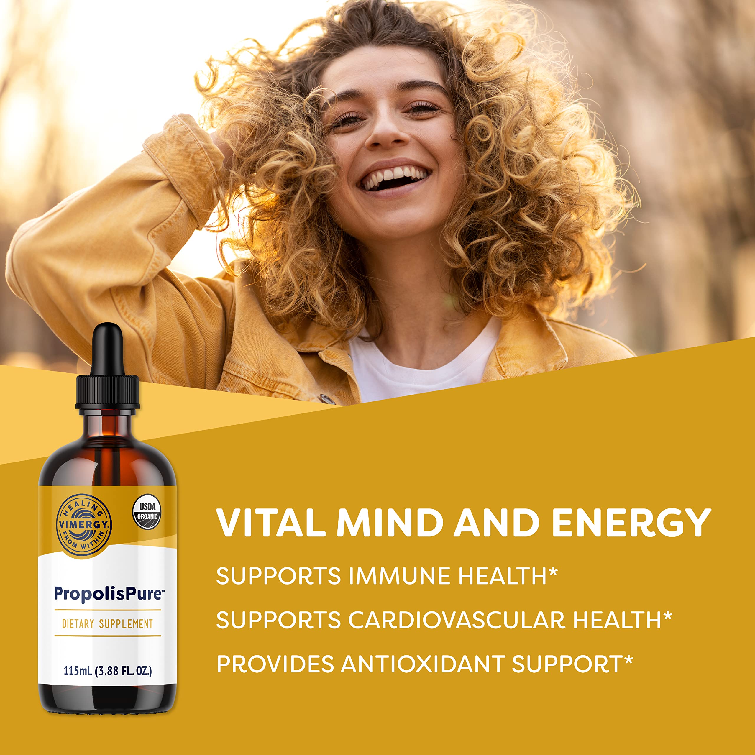 Vimergy PropolisPure goutte-application, dose précise et pratique.