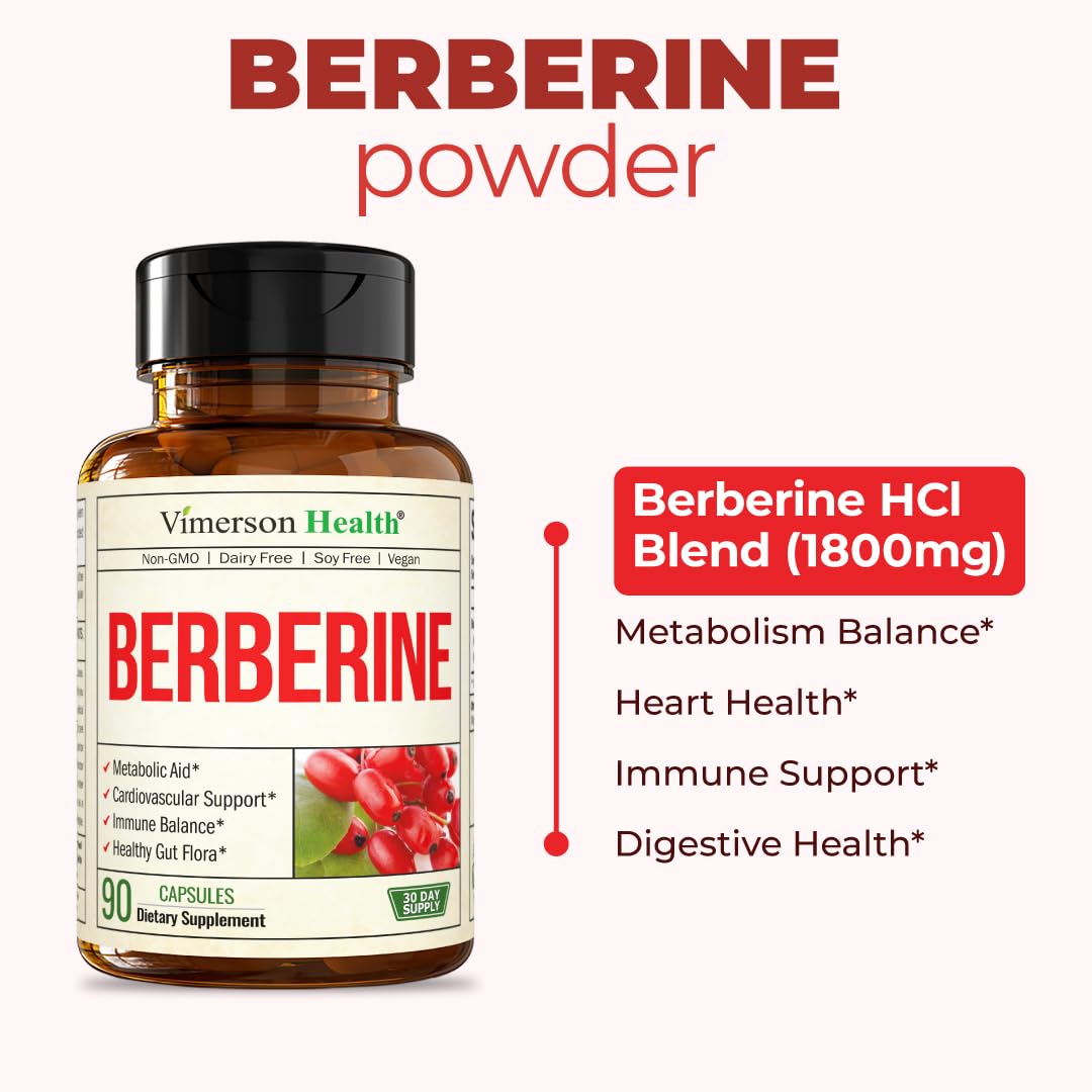 Vimerson Health Berberine: emballage vegan et sans OGM.