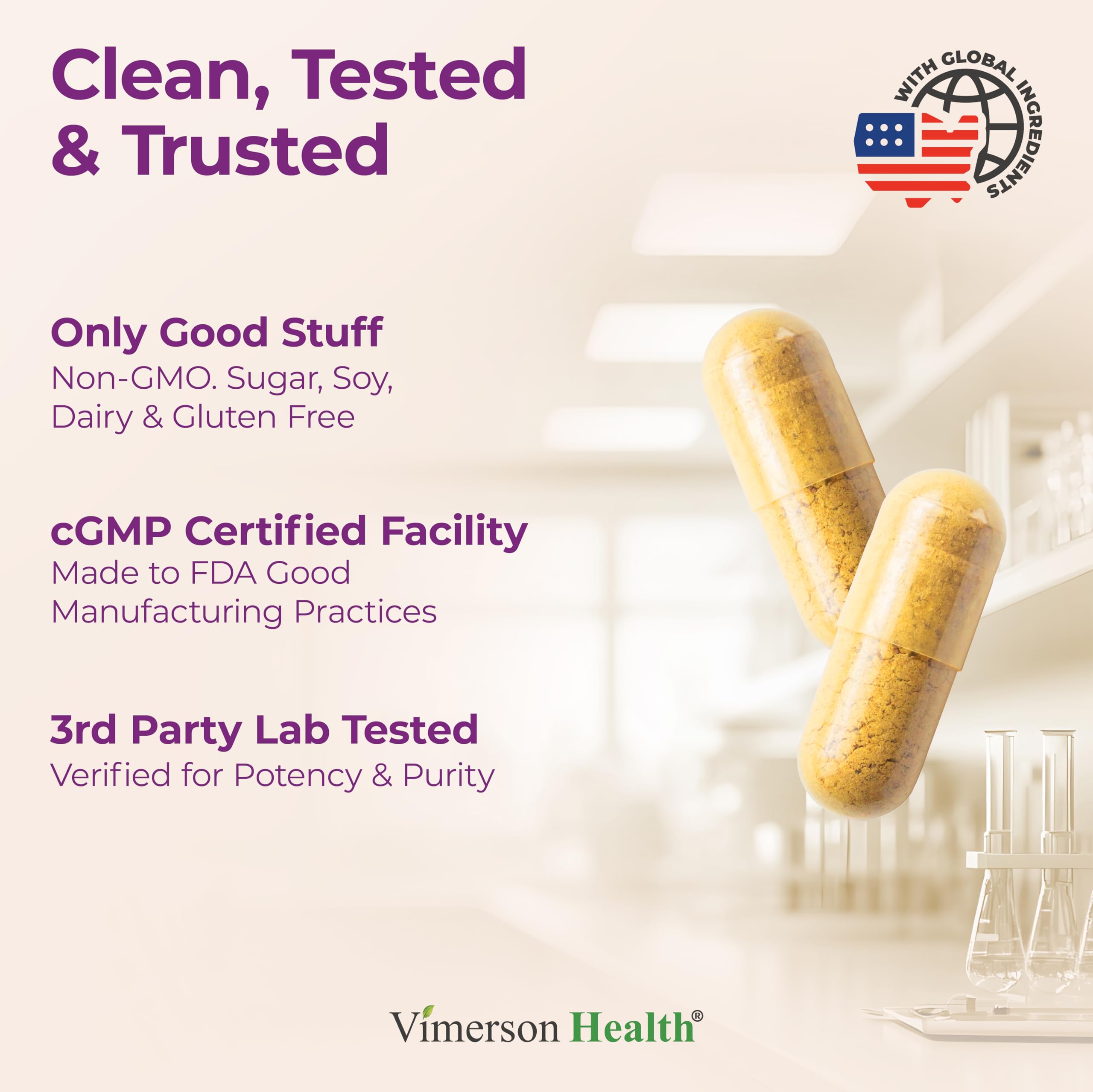 Vimerson Health – Étiquette claire pour des choix éclairés sur l origine et la composition.