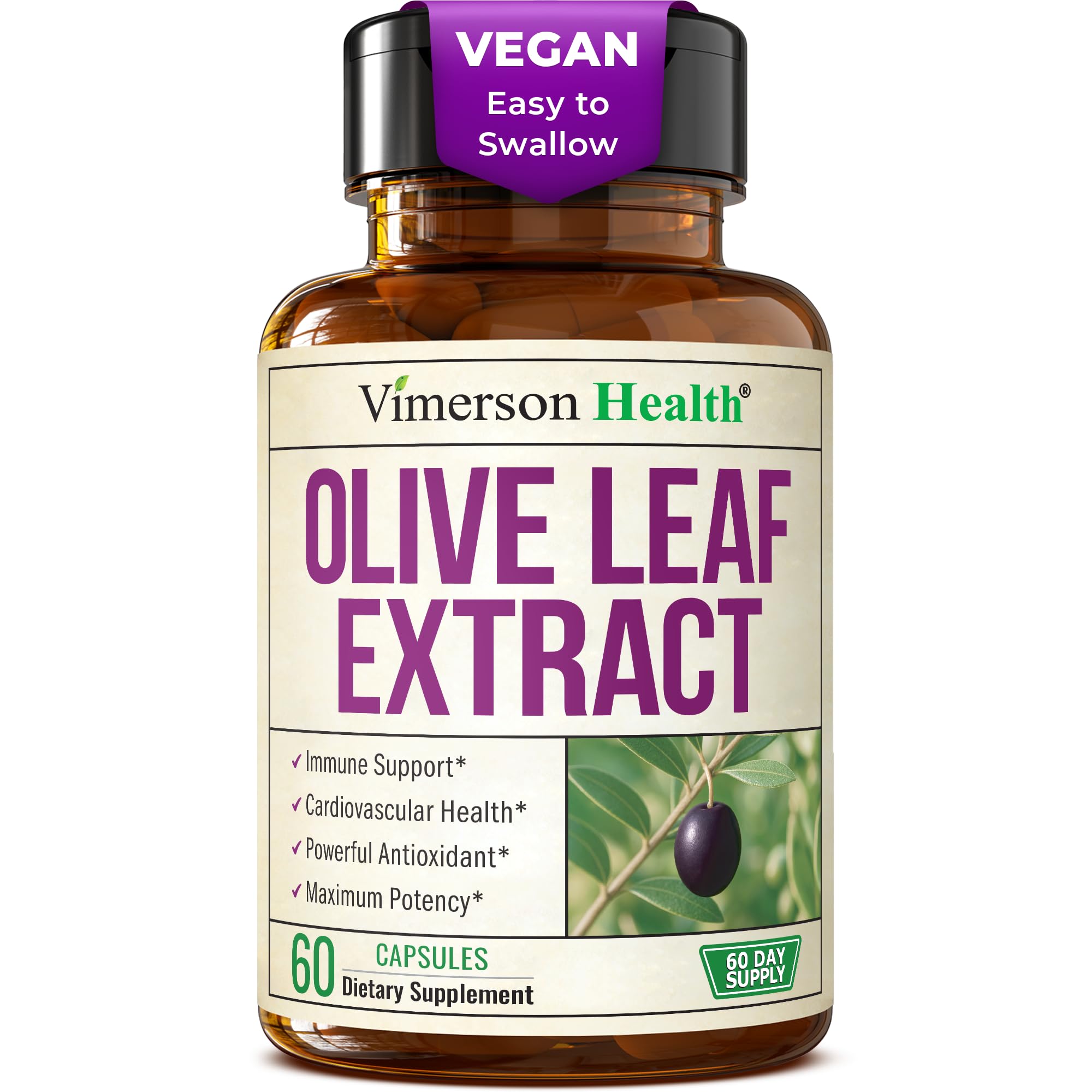 Vimerson Health Extrait d'olivier en capsules pour énergie et vitalité quotidiennes
