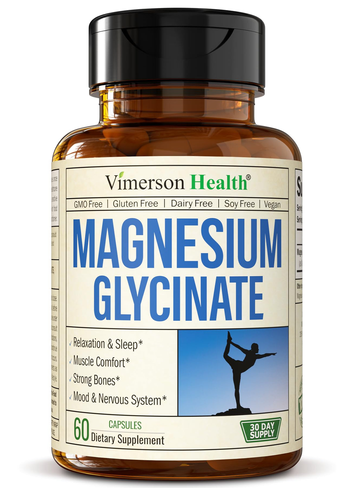 Vimerson Health Magnésium Glycinate 200 mg – Bouteille prête pour l usage quotidien et le bien‑être