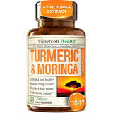 Vimerson Health Moringa Turmeric - bouteille: soutien articulations et énergie quotidienne.