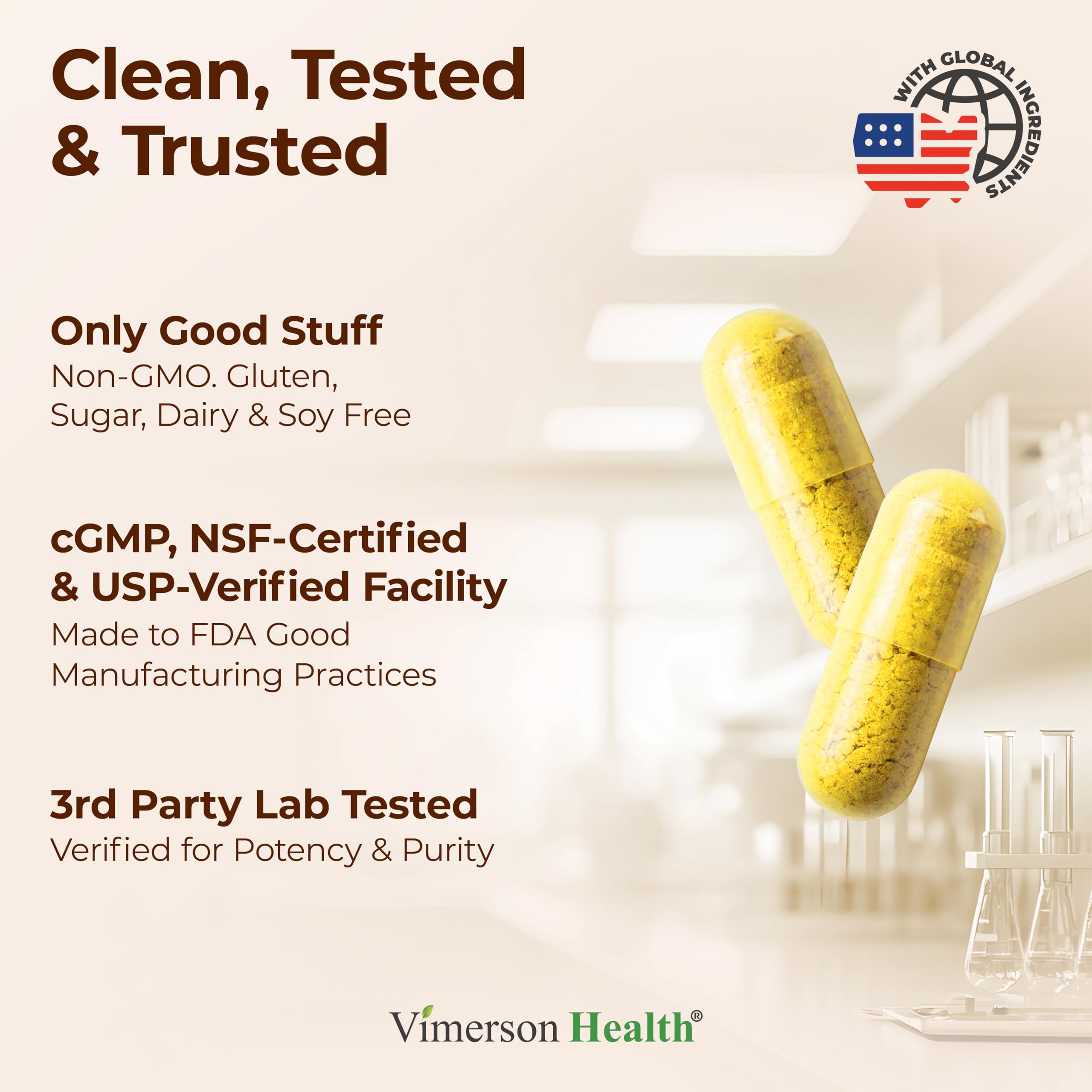 Vimerson Health Moringa Turmeric - ingrédients: curcuminoïdes et moringa pour le bien-être digestif.