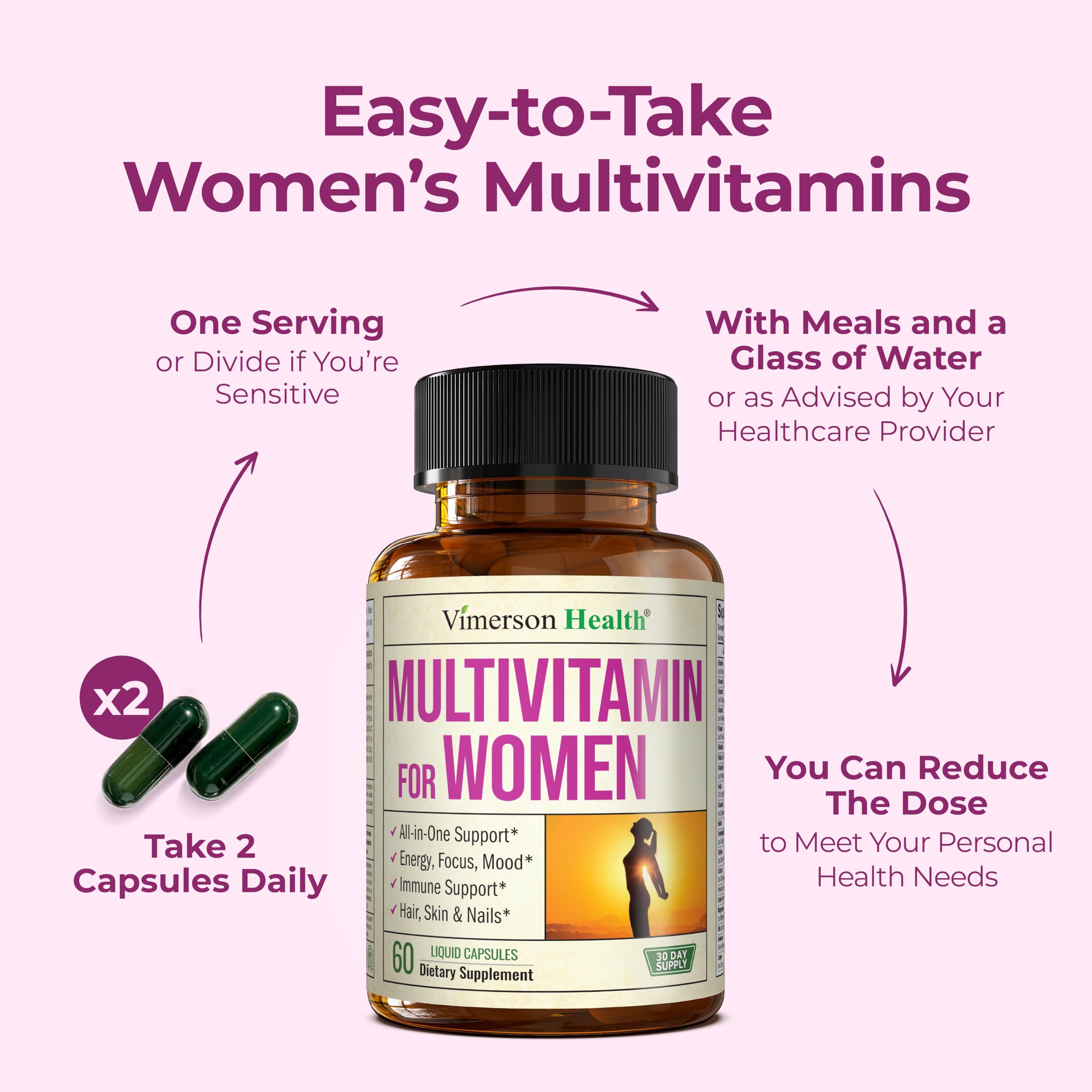 Traçabilité et qualité des ingrédients Vimerson Health pour femmes.