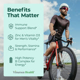 Vimerson Health multivitamine homme, capsules liquides, prise pratique pour énergie et focus.