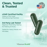 Vimerson Health multivitamine homme, étiquette lisible des nutriments clés.