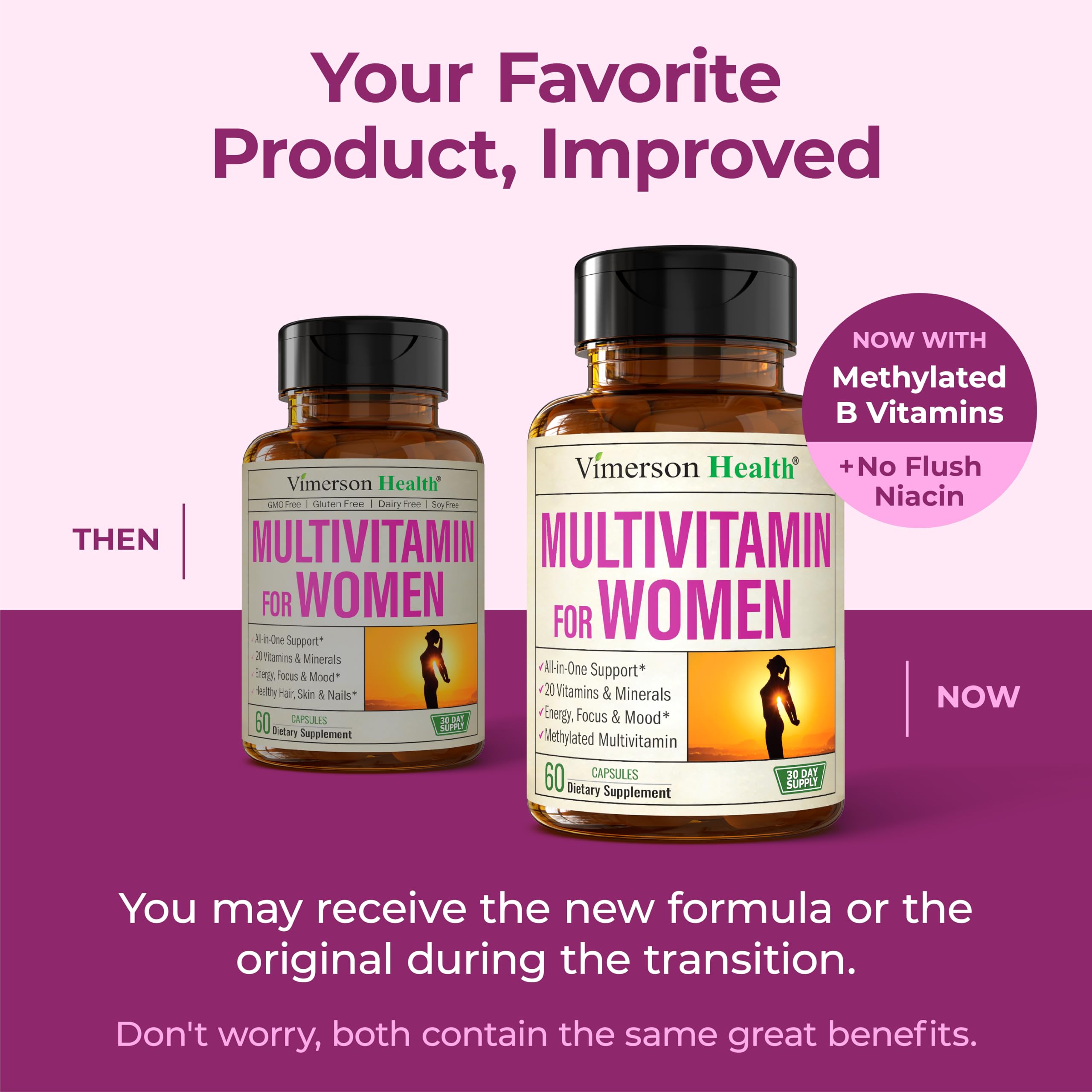 Vimerson Health multivitamines femmes — formule bio-disponible tout-en-un, idéal pour une routine nutritionnelle complète.