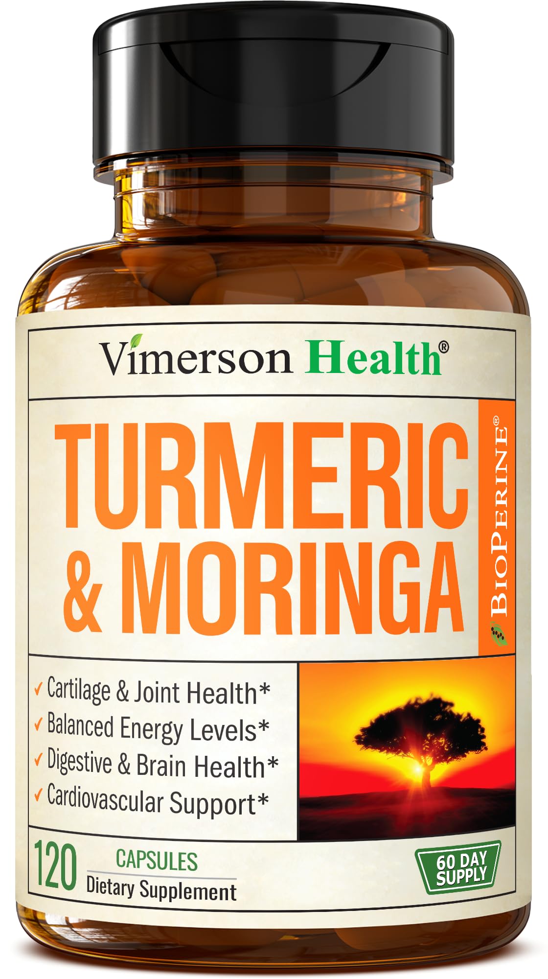 Vimerson Health Moringa Turmeric : packaging pratique et gélules faciles à prendre