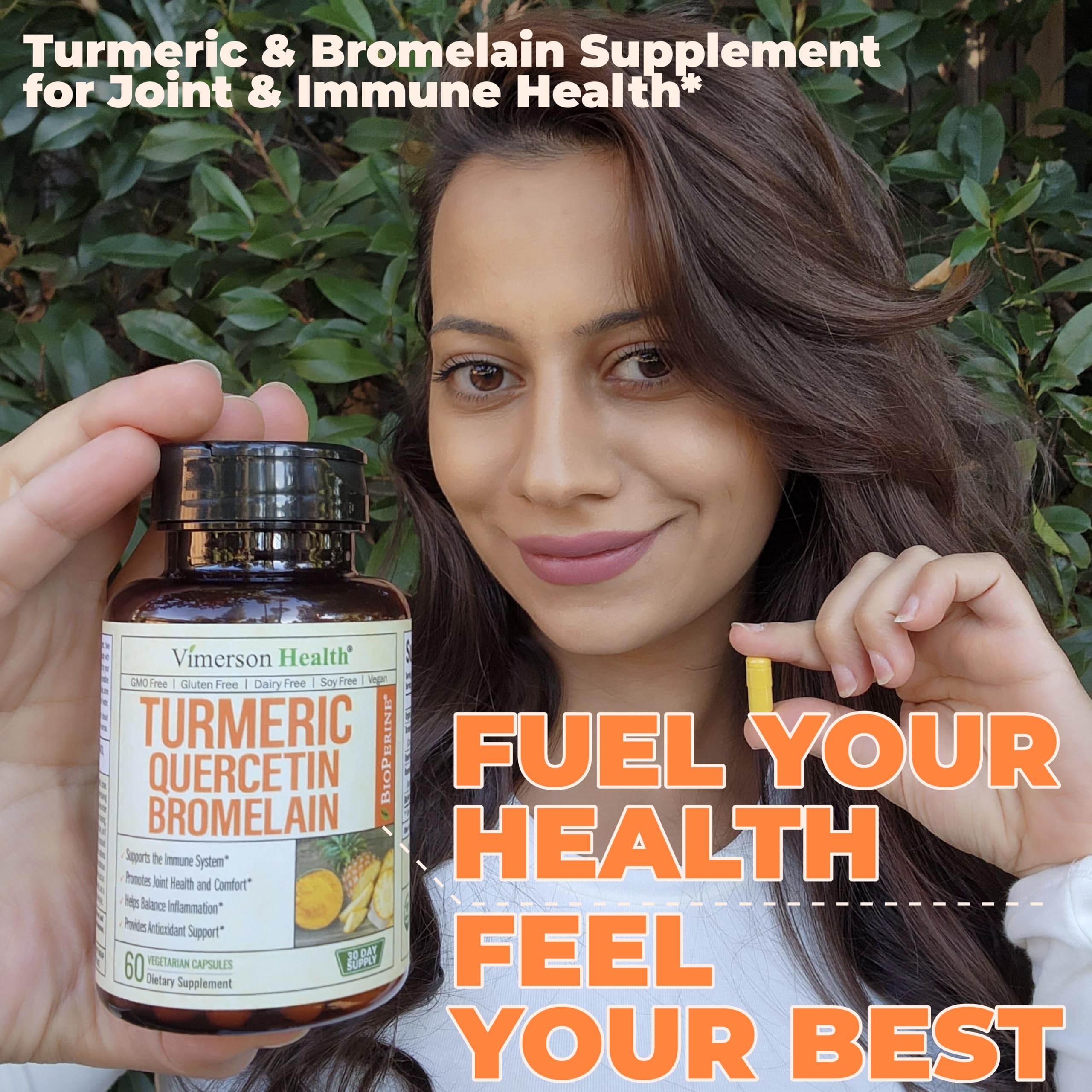 Capsules vegan Vimerson Health Quercétine Bromélaïne Curcumine