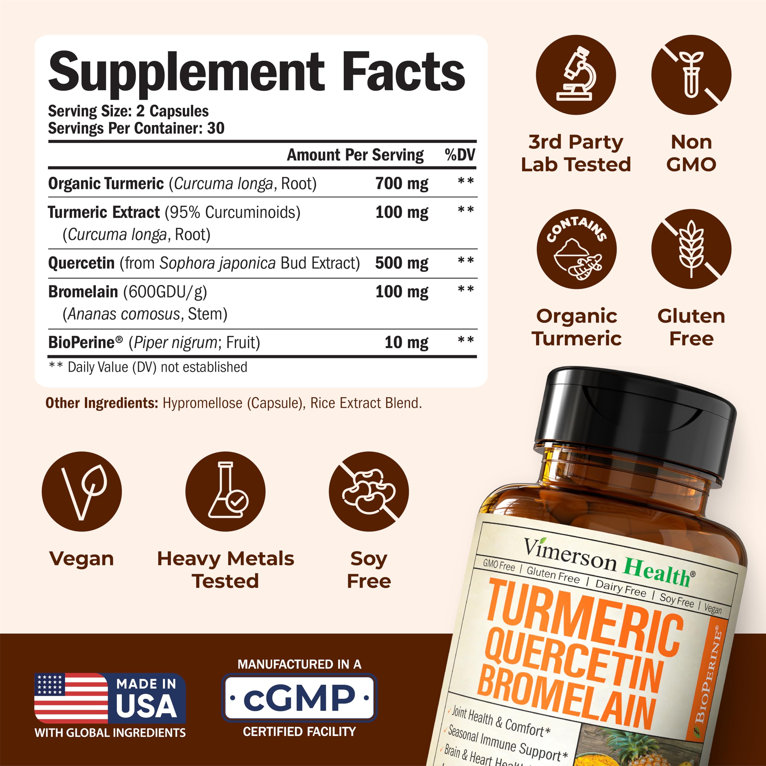 Quercétine-Bromélaïne-Curcumine Vimerson Health – formulation puissante pour le confort quotidien