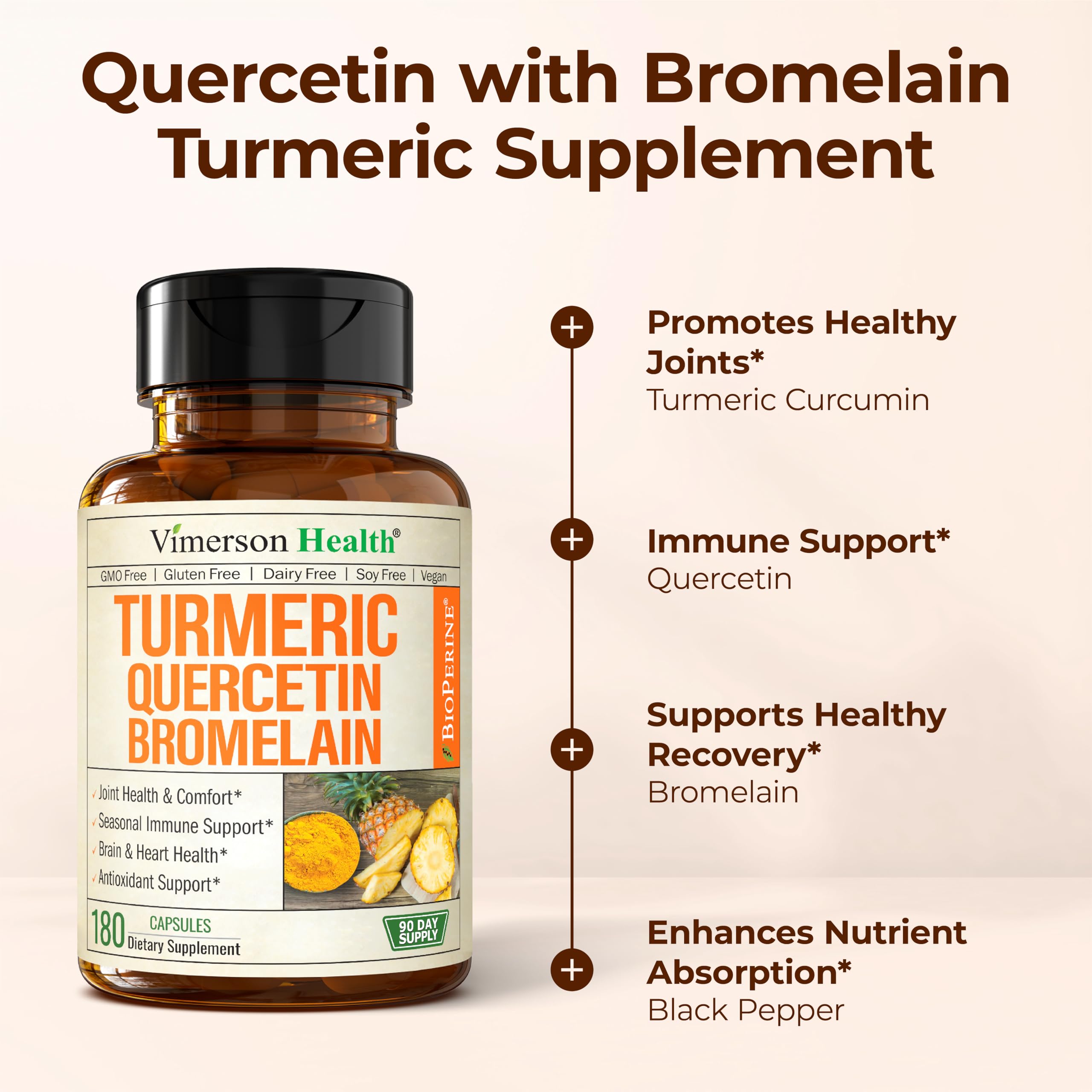 Formule vegan Vimerson Health Quercétine Bromélaïne Curcumine
