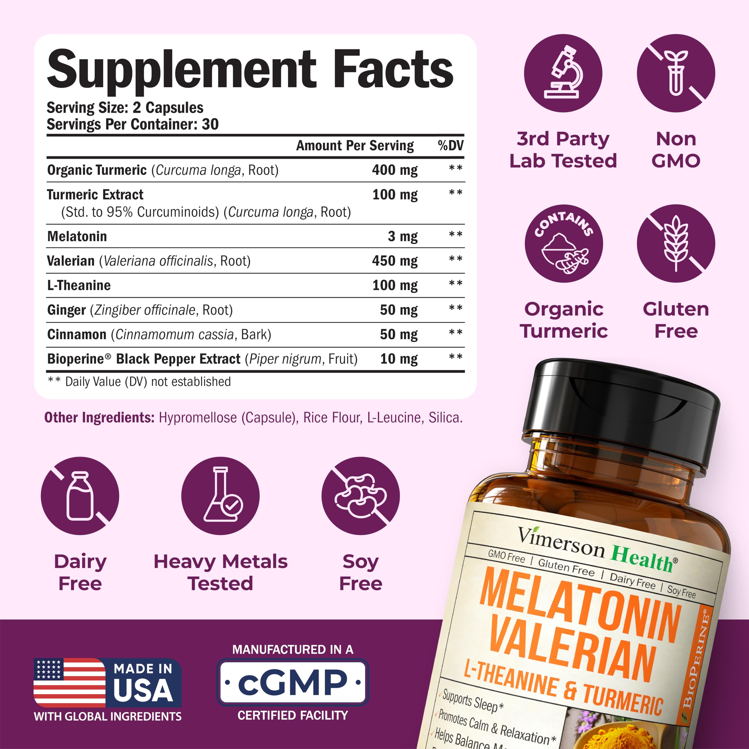 Vimerson Health relaxation L-theanine valeriane, ambiance zen et calme.