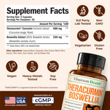 Capsules vegan Vimerson Health Theracurmin Curcuma Boswellia, prise facile et biodisponible.