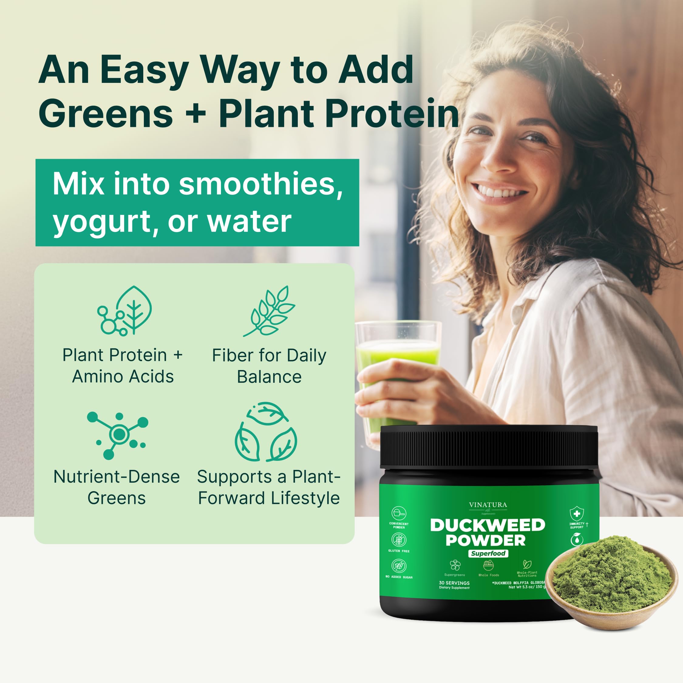 VINATURA Duckweed Smoothie : mélange facile sans goût prononcé.