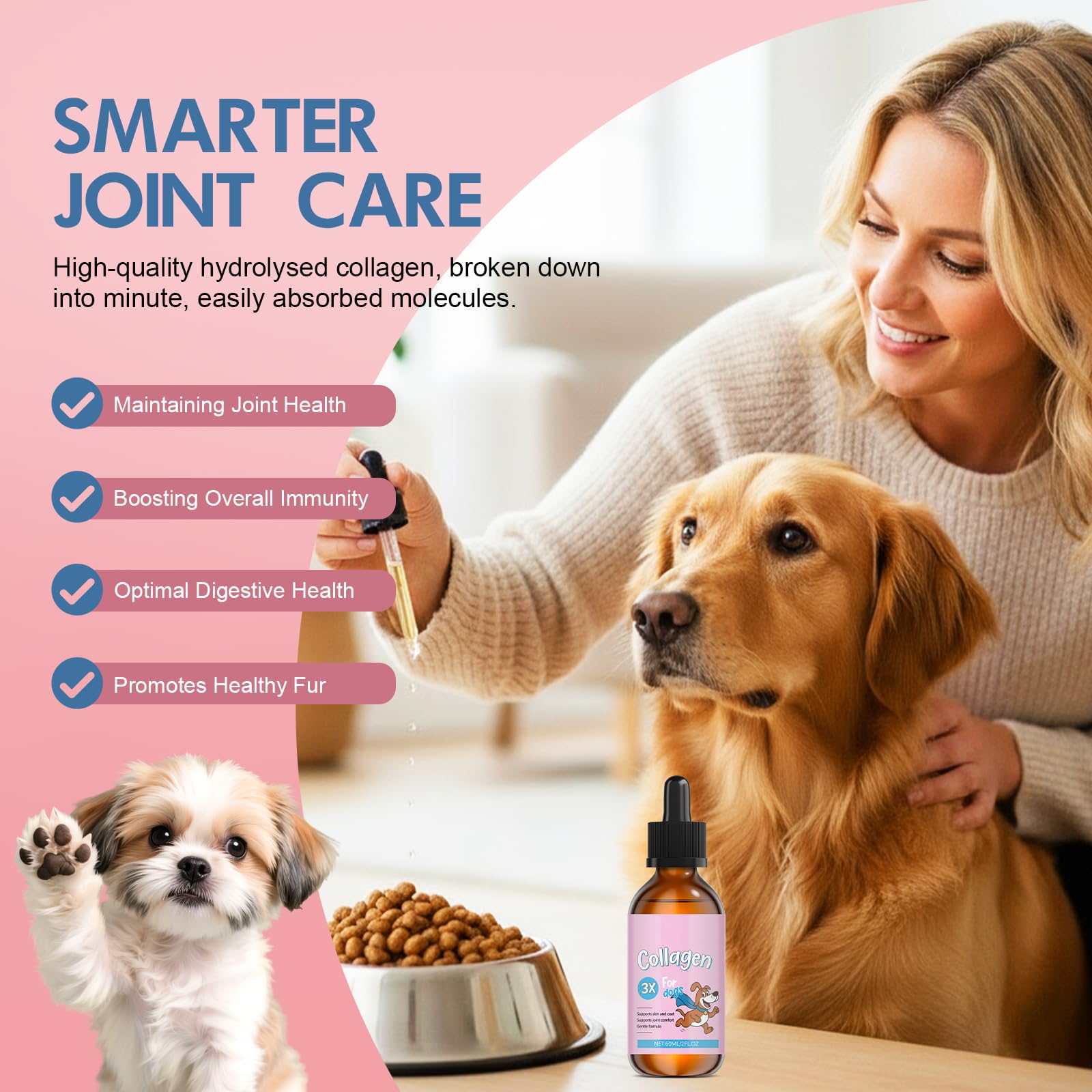 Vincofoo 2PC Healthy Petz Collagen étiquette claire et informative.