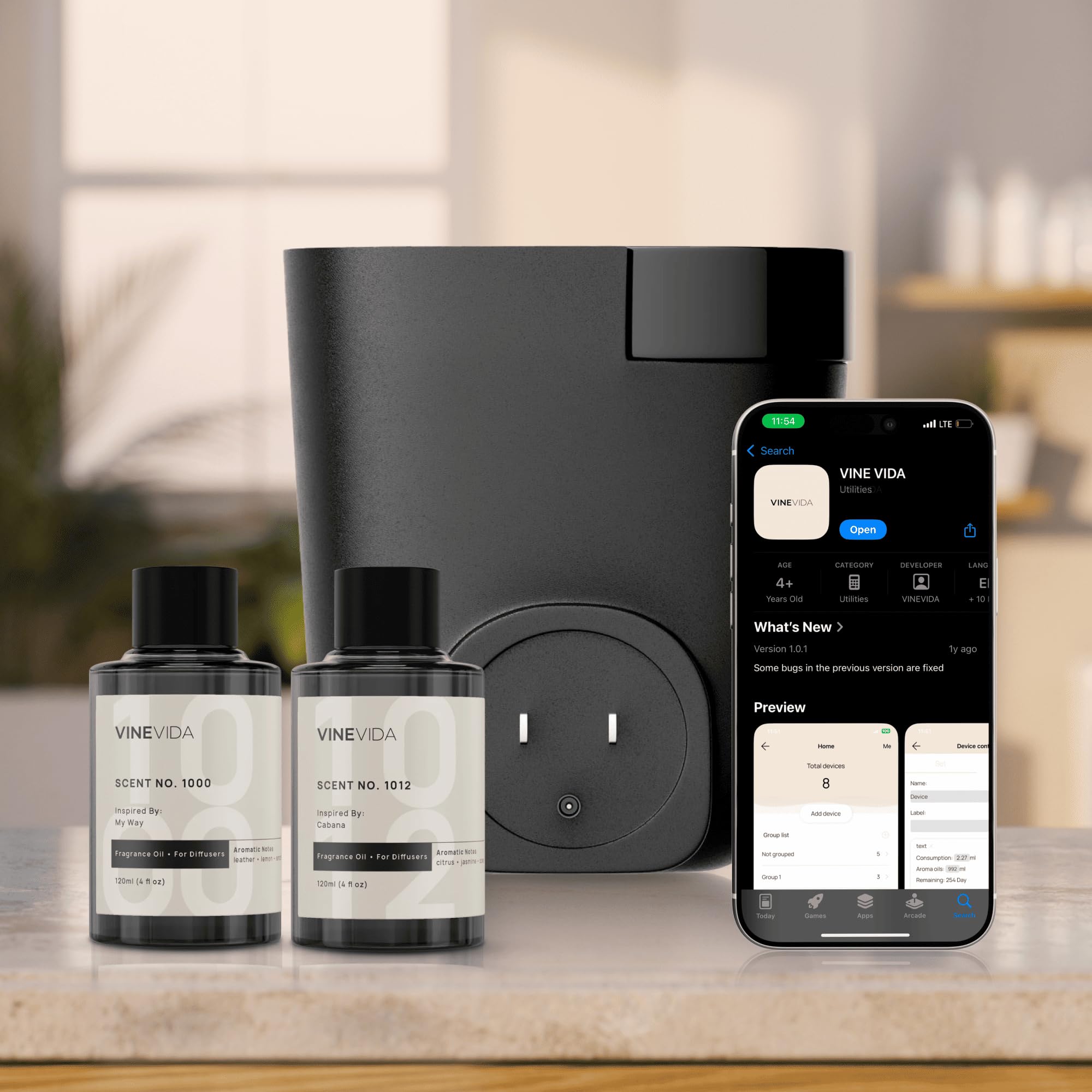 Rechargement facile des huiles avec le diffuseur VINEVIDA noir.